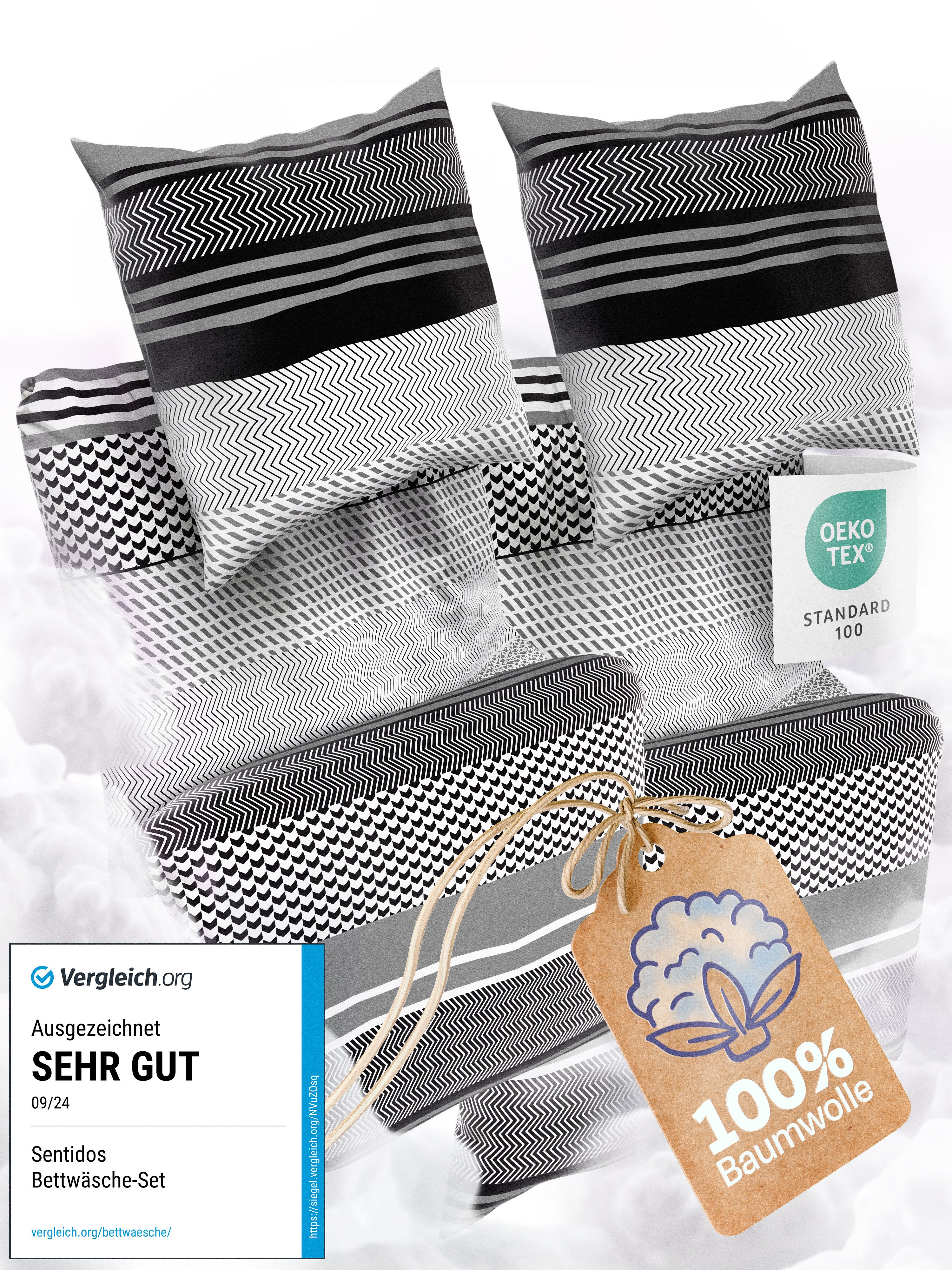 Sentidos Bettwäsche Set 135x200cm 4teilig %100 Baumwolle, Baumwolle, 4 teil günstig online kaufen