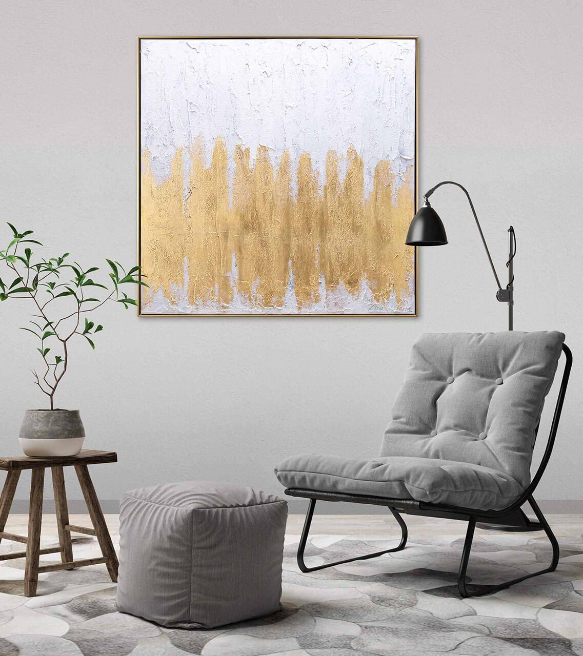 KUNSTLOFT Gemälde Gleaming Hope HANDGEMALT Wandbild Wohnzimmer 80x80 Leinwandbild 100% cm
