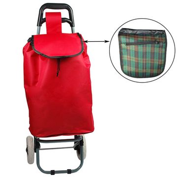 HELO24 Einkaufstrolley Trolley Einkaufswagen Handwagen Koffer Handgepäck rot klappbar