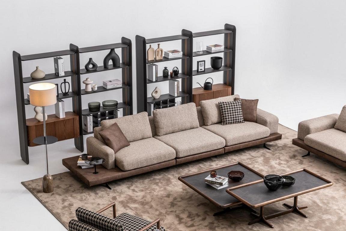Set Couche JVmoebel + Europe Luxus, Beige Sofa Dreisitzer Sessel), Wohnzimmer Sitzer Textil Wohnzimmer-Set (Nur Made in 5+3 Sofa