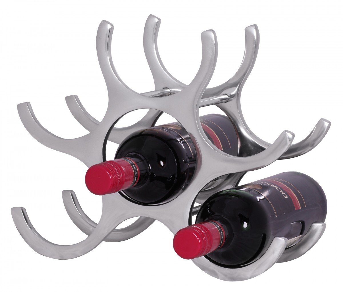 Weinregal Design Aluminium Weinregal 6 Flaschen in Silber 29x24x14 cm
