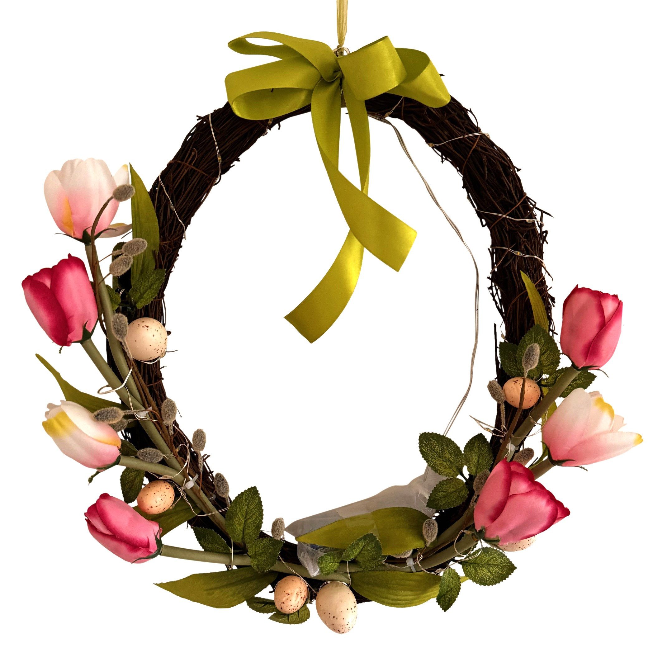Online-Fuchs Dekokranz Türkranz mit Ostereiern, Tulpen und einer LED-Lichte günstig online kaufen