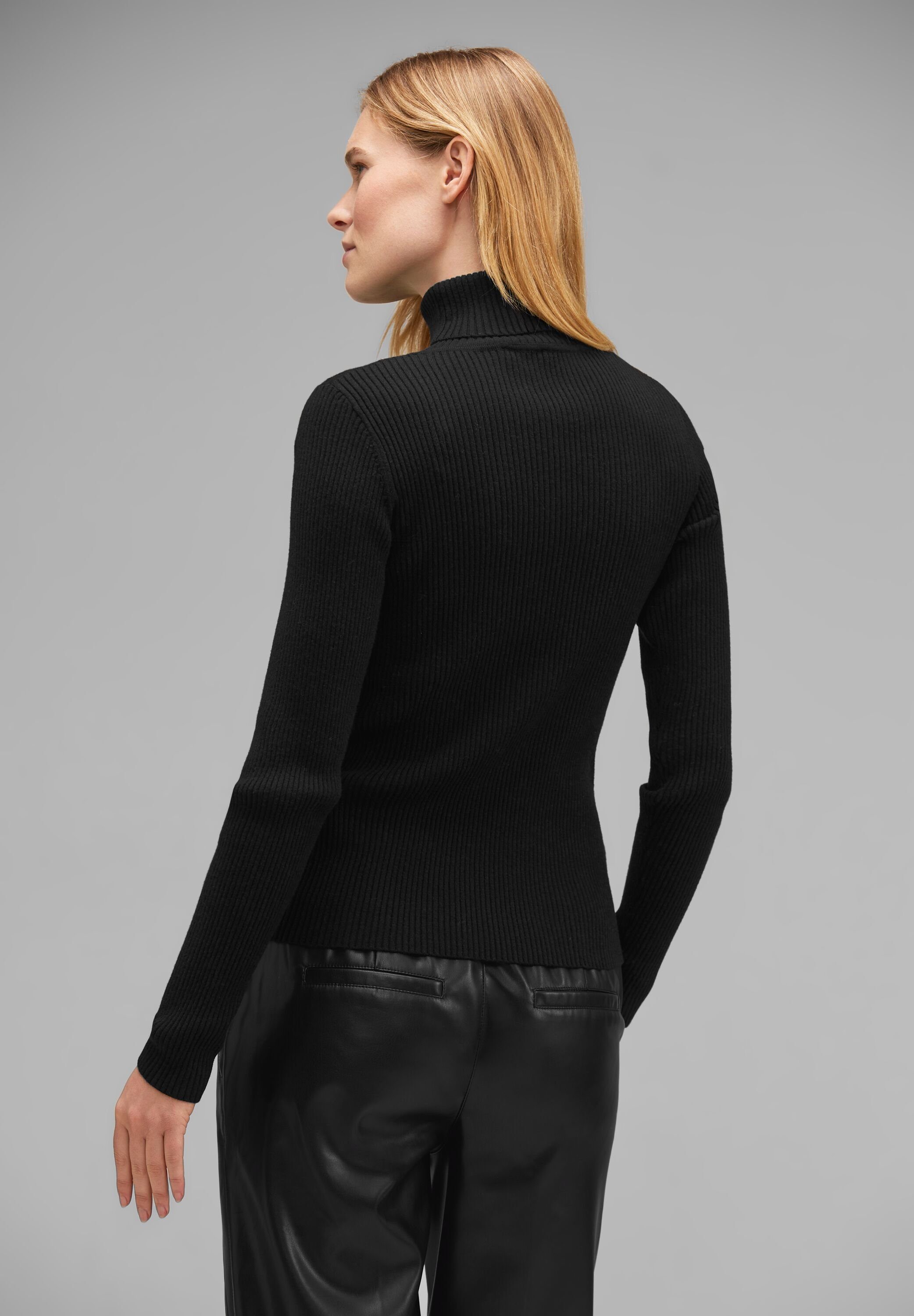 STREET ONE Rollkragenpullover mit Rippstrick
