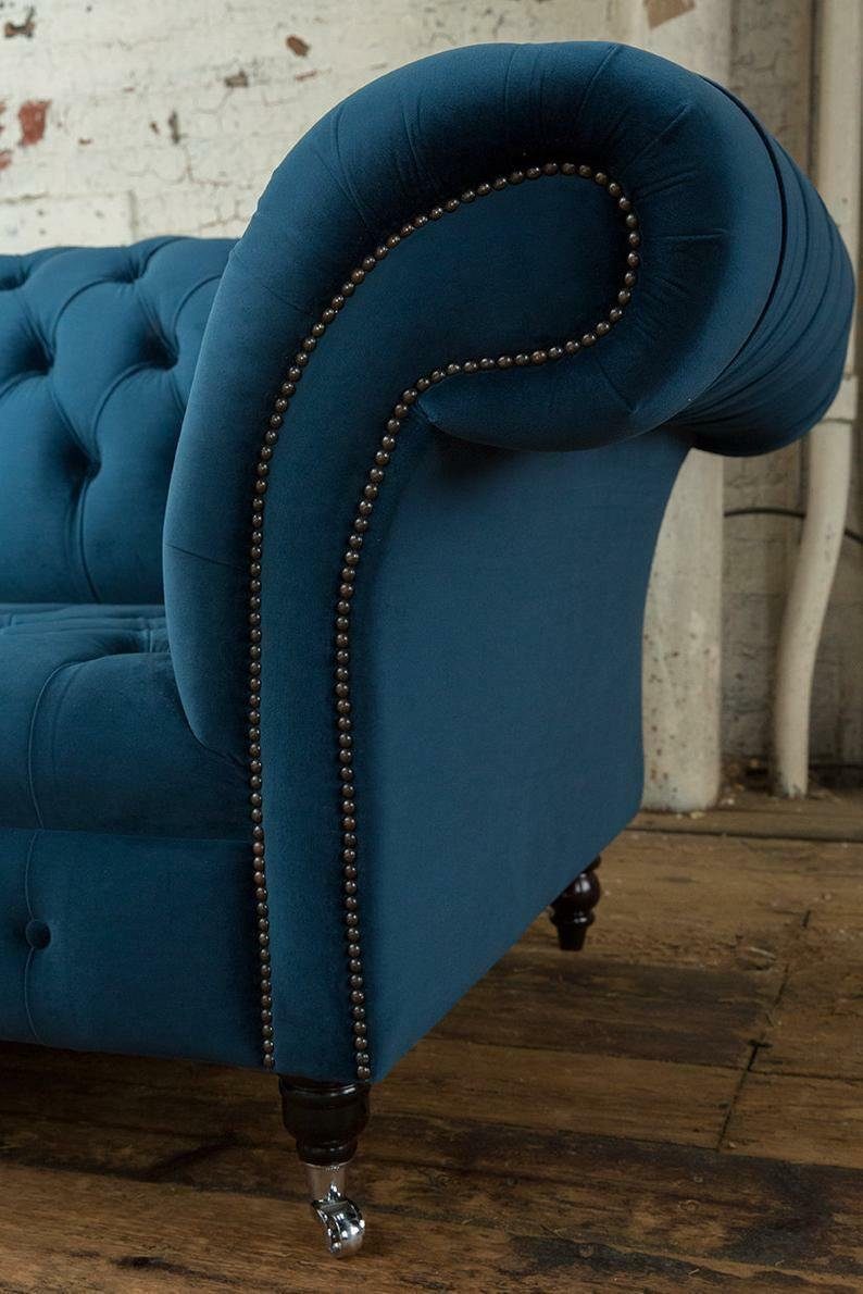 JVmoebel Chesterfield-Sofa, Big Design Couch Textil Chesterfield Wohnzimmer