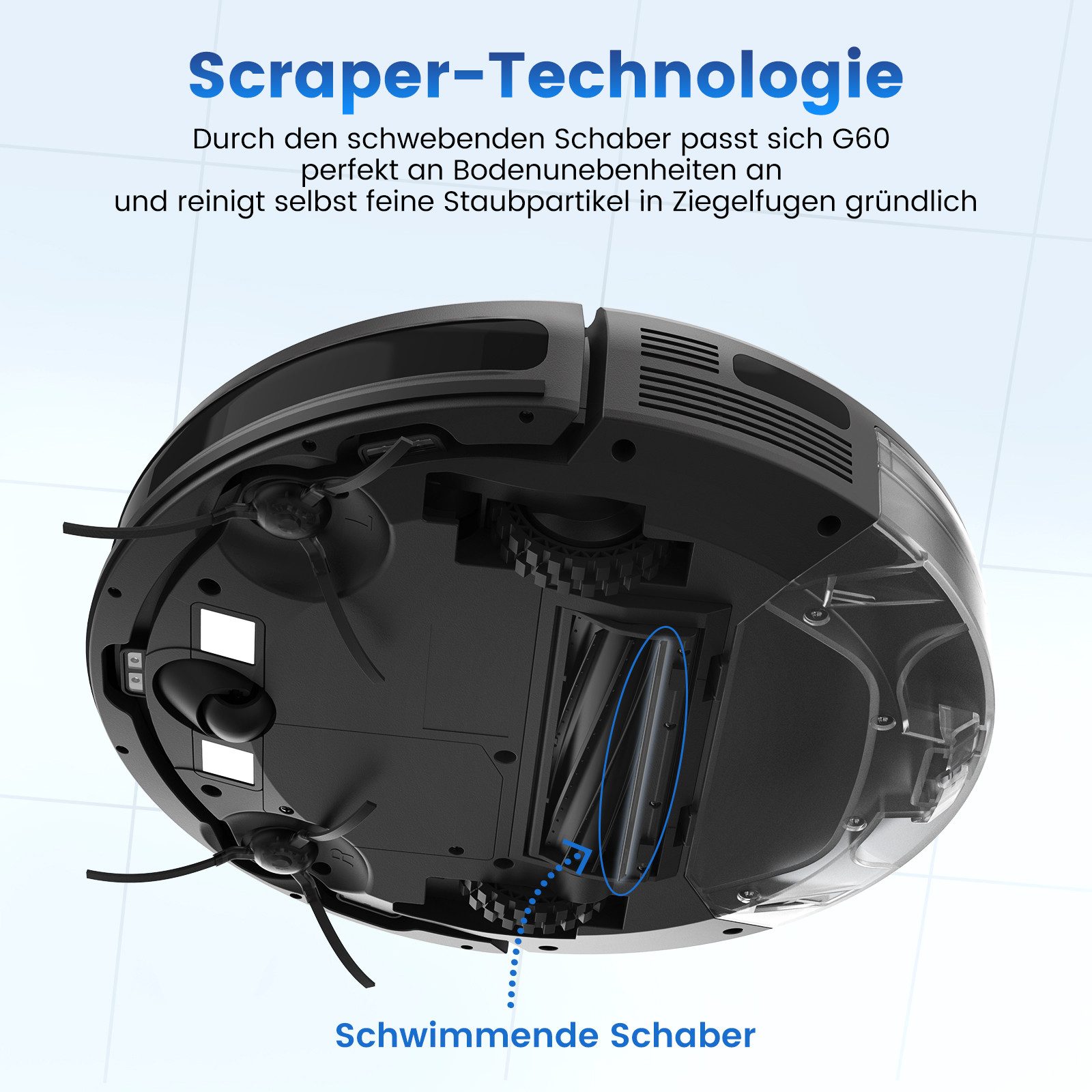 AIRROBO Saugroboter P20/P30/G50/G60 Roboterstaubsauger, akku vacuum cleaner, 45 W, App & Sprachsteuerung,3-in-1Kehren & saugen & wischen, 4000 Pa starke Saugkraft,intelligente Gyroskop-Navigation