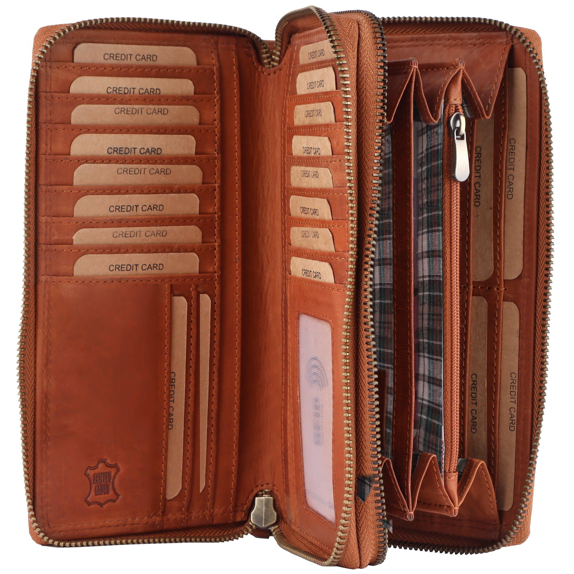 Benthill Leren damesportemonnee - Hoogwaardige zachte vintage echt leren damesportemonnee met RFID-bescherming - Grote lange damesportemonnee - Vrouwenportemonnee incl. geschenkdoos, grijs, Normaal