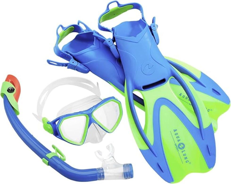 Aqualung Schnorchel Sport Schnorchel La Costa Junior Pro Dive Kinder 3er Set inkl. Beutel (3er Set aus Tauchmaske, Schnorchel, Flossen, inkl. Beutel, 3er Set aus Tauchmaske, Schnorchel, Flossen, inkl. Beutel)