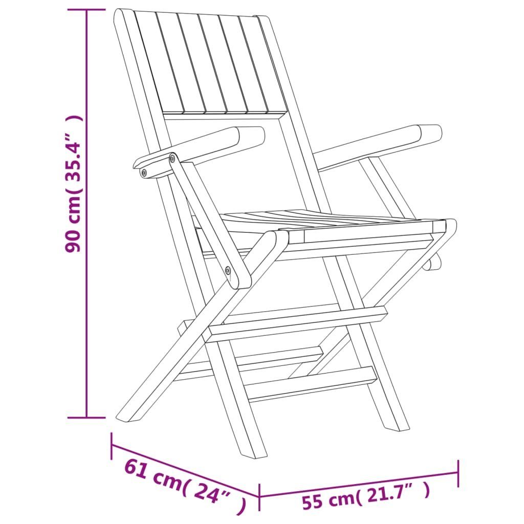 Teak vidaXL Klappbar Gartenstühle cm Massivholz 55x61x90 Gartenstuhl Stk 6