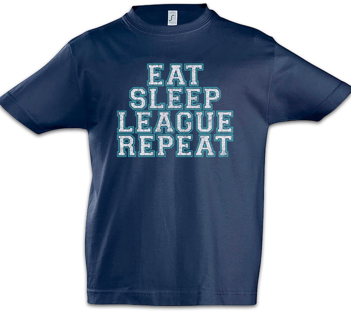 Print-Shirt Eat Sleep League Repeat Kinder T-Shirt Gamer Games Gaming Video PC RPG