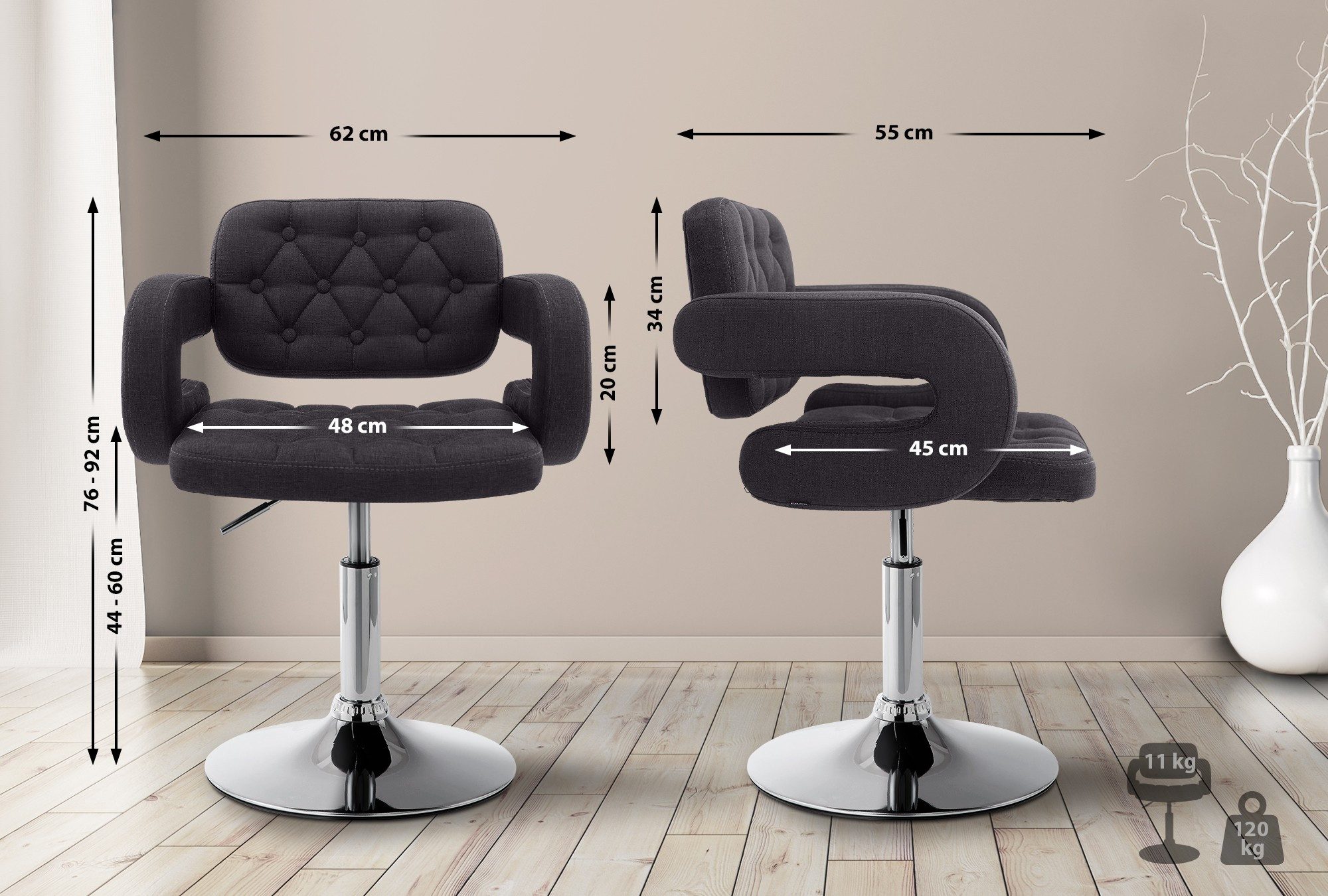 CLP Loungesessel Dublin, Stoff-Bezug, drehbar, höhenverstellbar günstig online kaufen