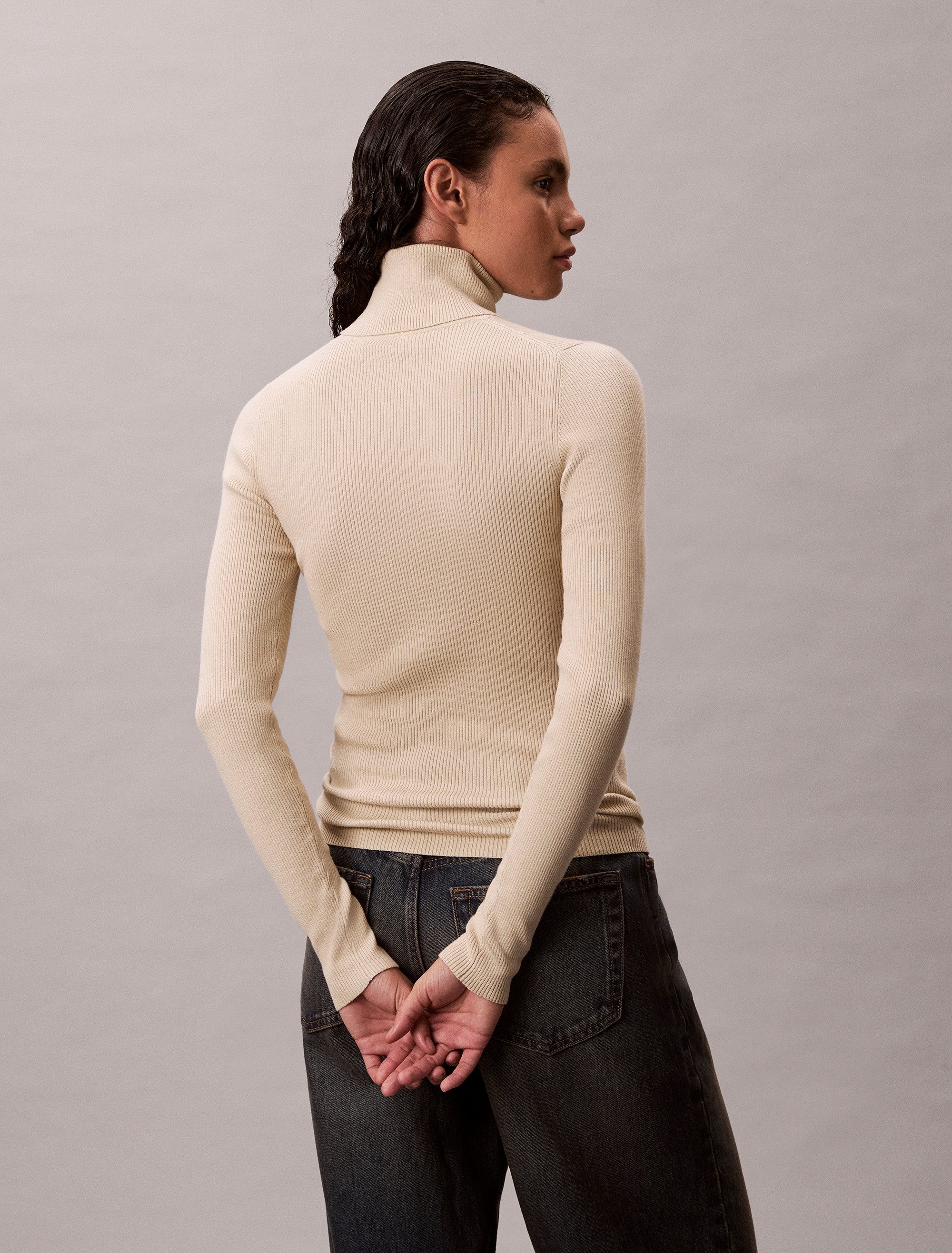 Calvin Klein Jeans Rollkragenpullover Rippstrick, figurbetonte günstig online kaufen