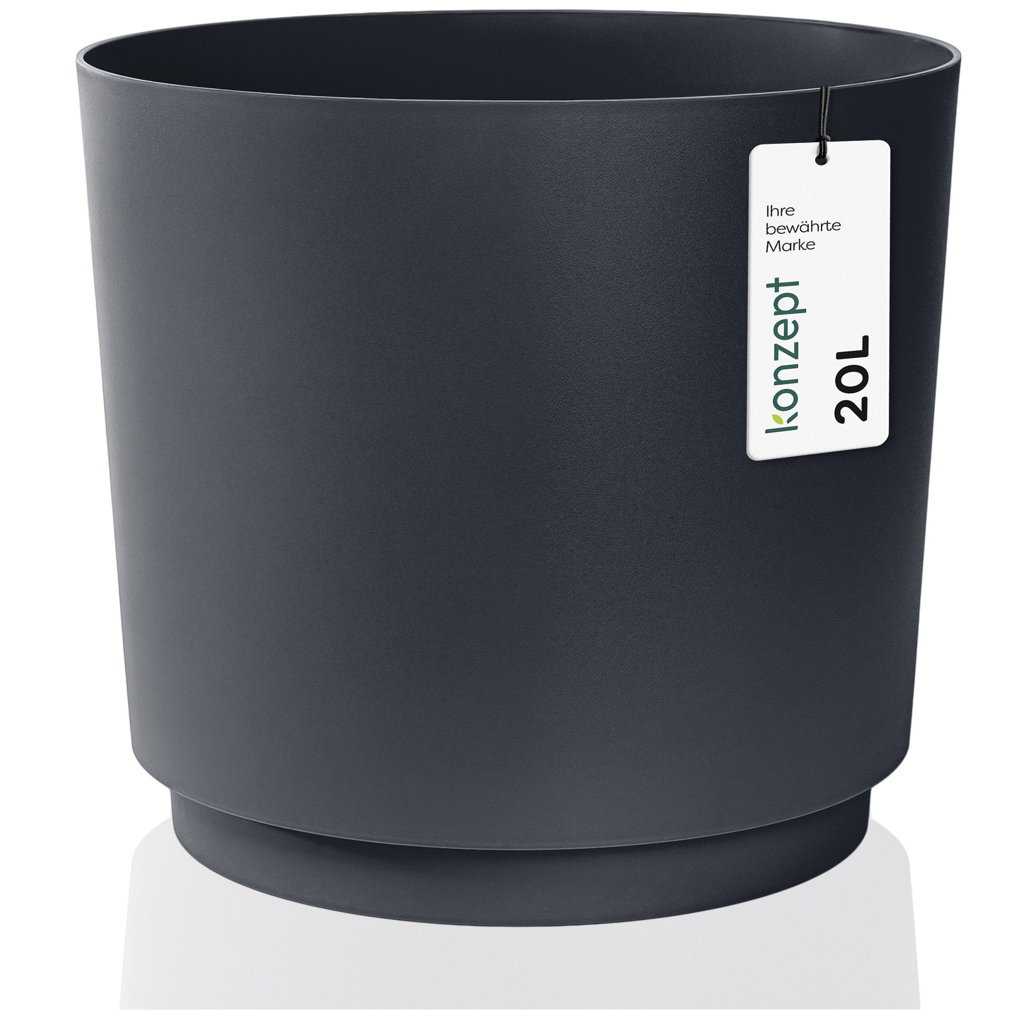 KONZEPT Übertopf Blumentopf 32,5 cm Übertopf aus Kunststoff wetterfest für Innen Außen, Integrierter funktionaler Untersetzer