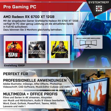 SYSTEMTREFF Gaming-PC-Komplettsystem (24", Intel Core i5 14400F, Radeon RX 6700 XT, 16 GB RAM, 1000 GB SSD, Windows 11, WLAN)