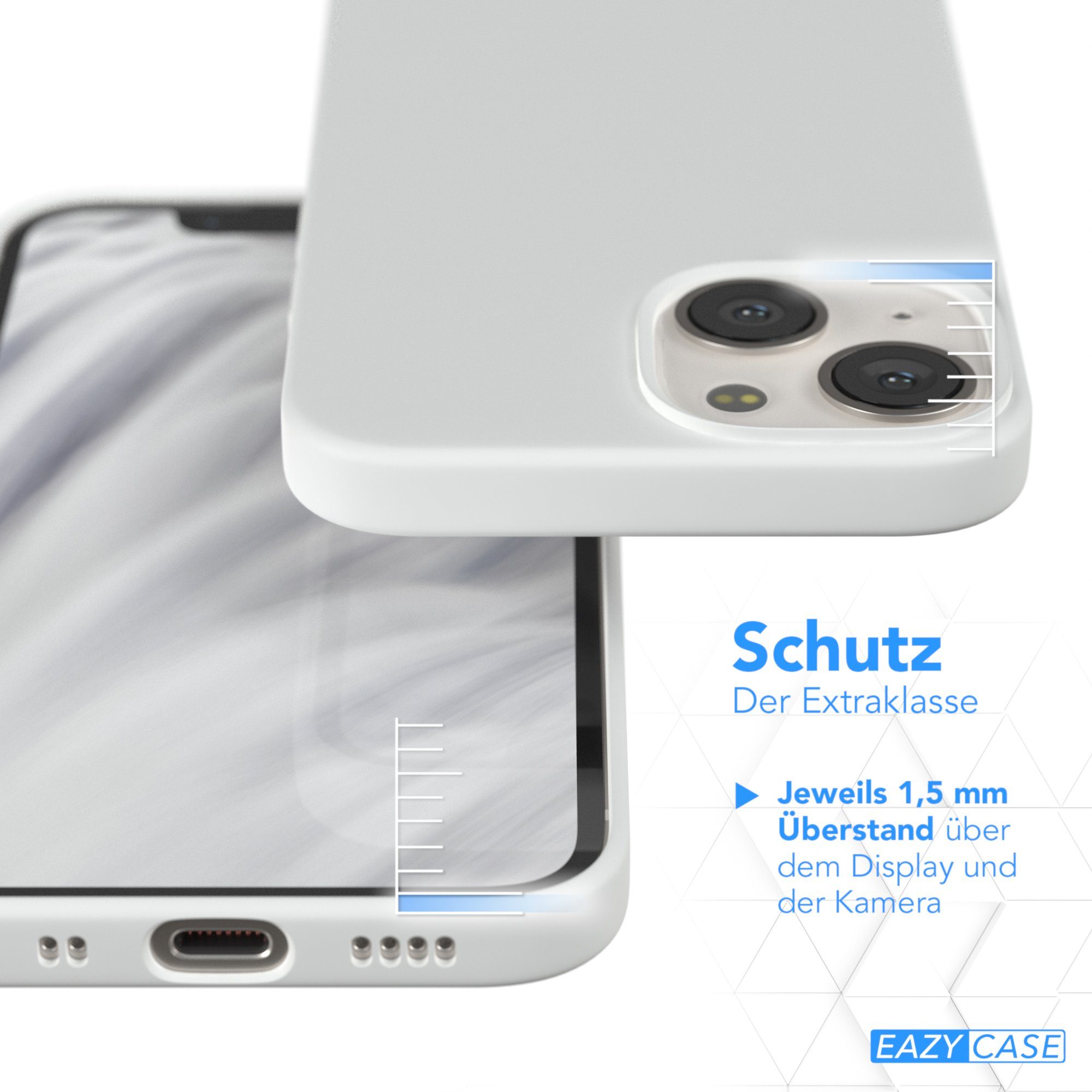 EAZY CASE Handyhülle Premium Silikon Case für Apple iPhone 13 Mini 5,4 Zoll, Silikon Schutzhülle mit Kameraschutz kratzfest Handy Softcase Weiß