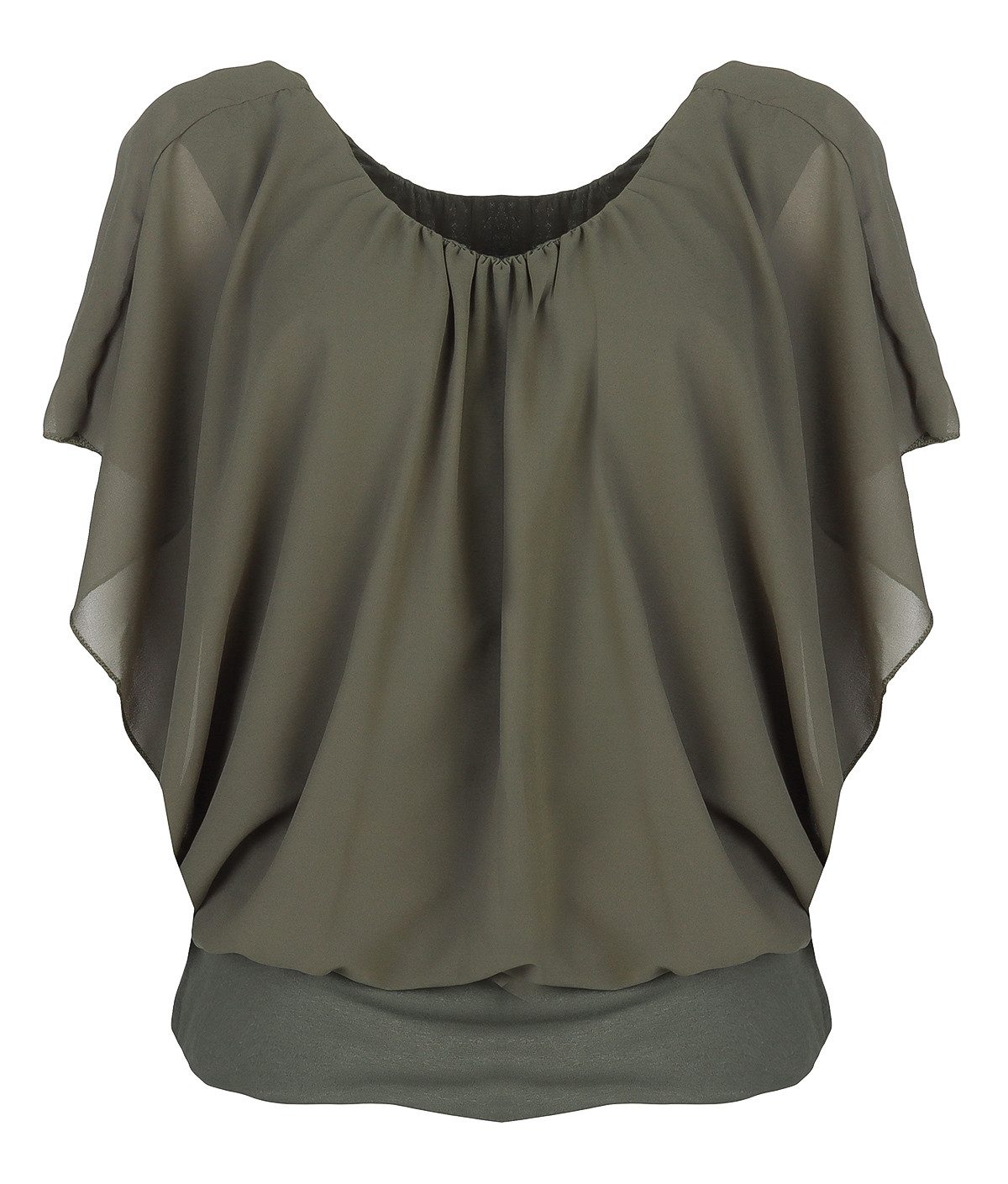 CLEO STYLE Chiffonbluse Damen Bluse 661 36-40 Olive günstig online kaufen