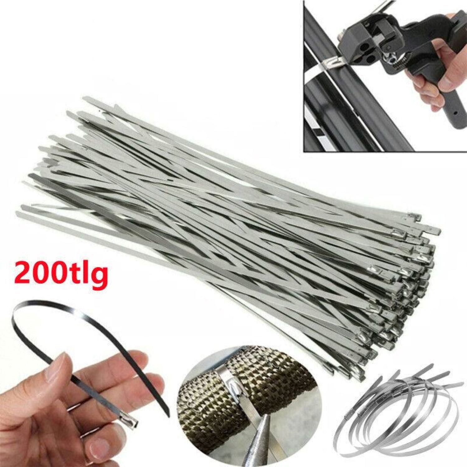 MC Star Электропроводbinder 200 Stück EDELSTAHL KABELBINDER (Kabel Binder 300x4.6mm Industriequalität Metall)