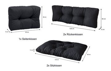 sunnypillow Palettenkissen 5er Set: 2x Sitzkissen + 2x Rückenkissen + 1x Seitenkissen, palettenmöbel palettencouch polsterauflage 120 x 80