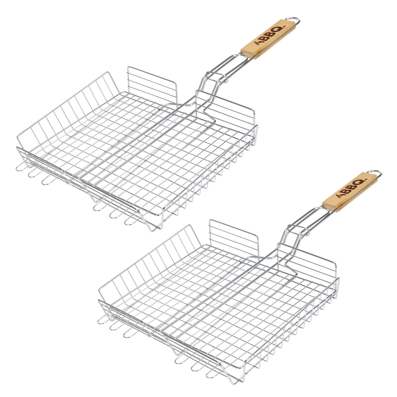 HAC24 Grillrost Grillkorb Gemüse Grillschale BBQ Grillpfanne Grillguthalter (2-St), Verchromter Stahl