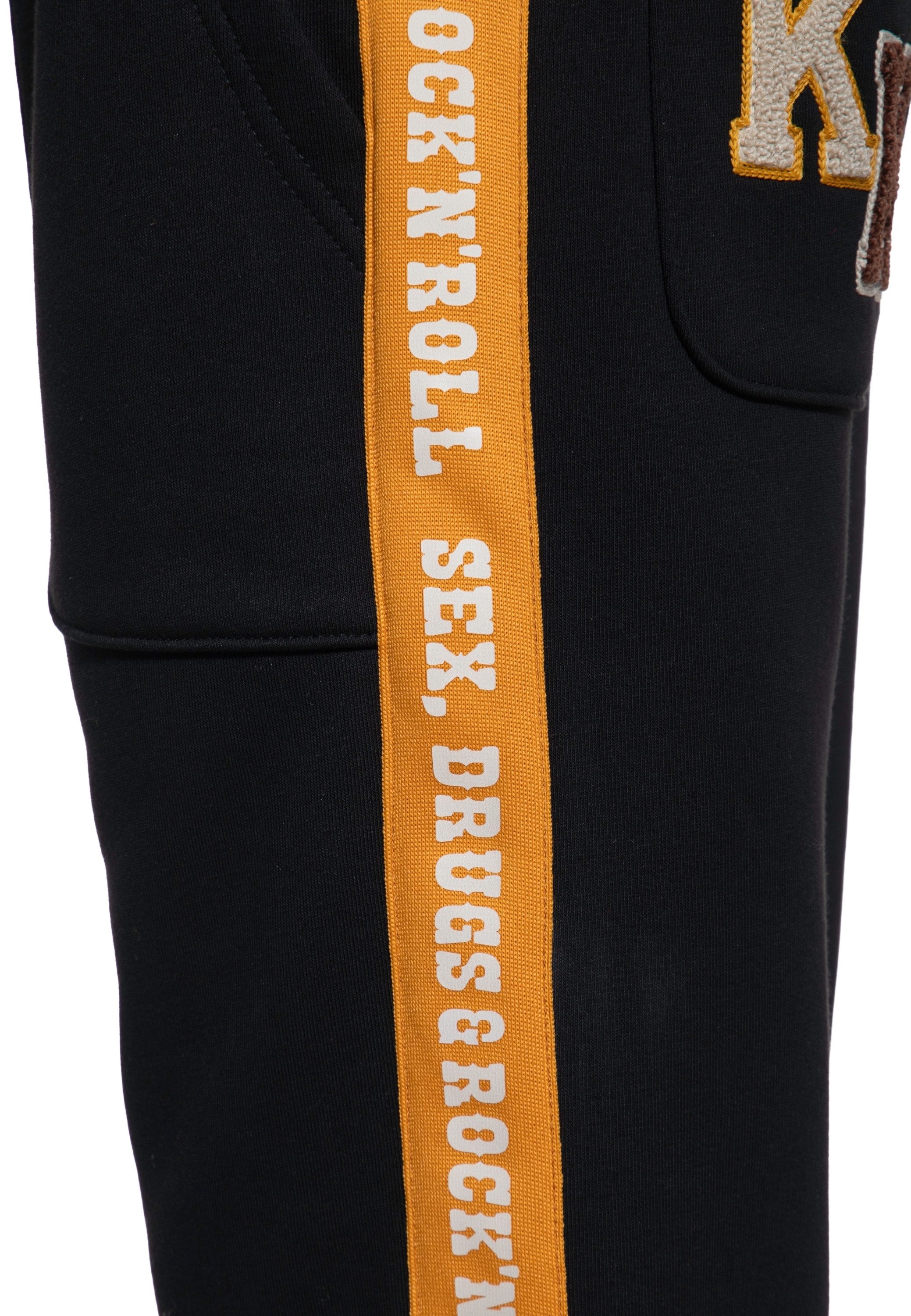 KingKerosin Jogginghose Sex, Drugs & Rock 'n' Roll mit seitlichem Schriftzug