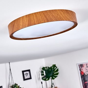 hofstein Deckenleuchte »Lioni« moderne Deckenlampe in Holzoptik/Weiß, 3000 Kelvin, Ø33, 5cm, 2000 Lumen, LED