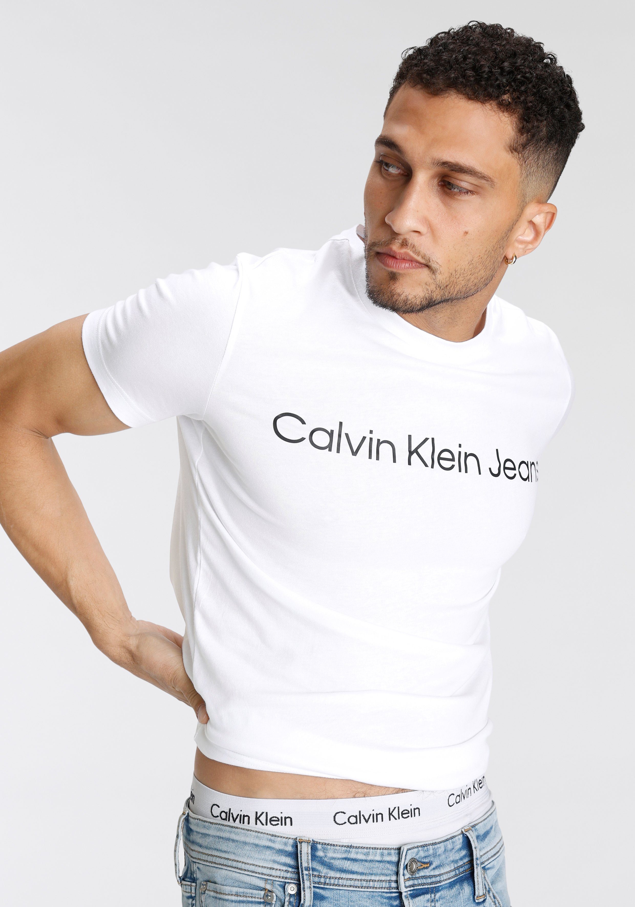 Calvin Klein Jeans T-Shirt CORE White INSTITUTIONAL LOGO SLIM TEE Bright