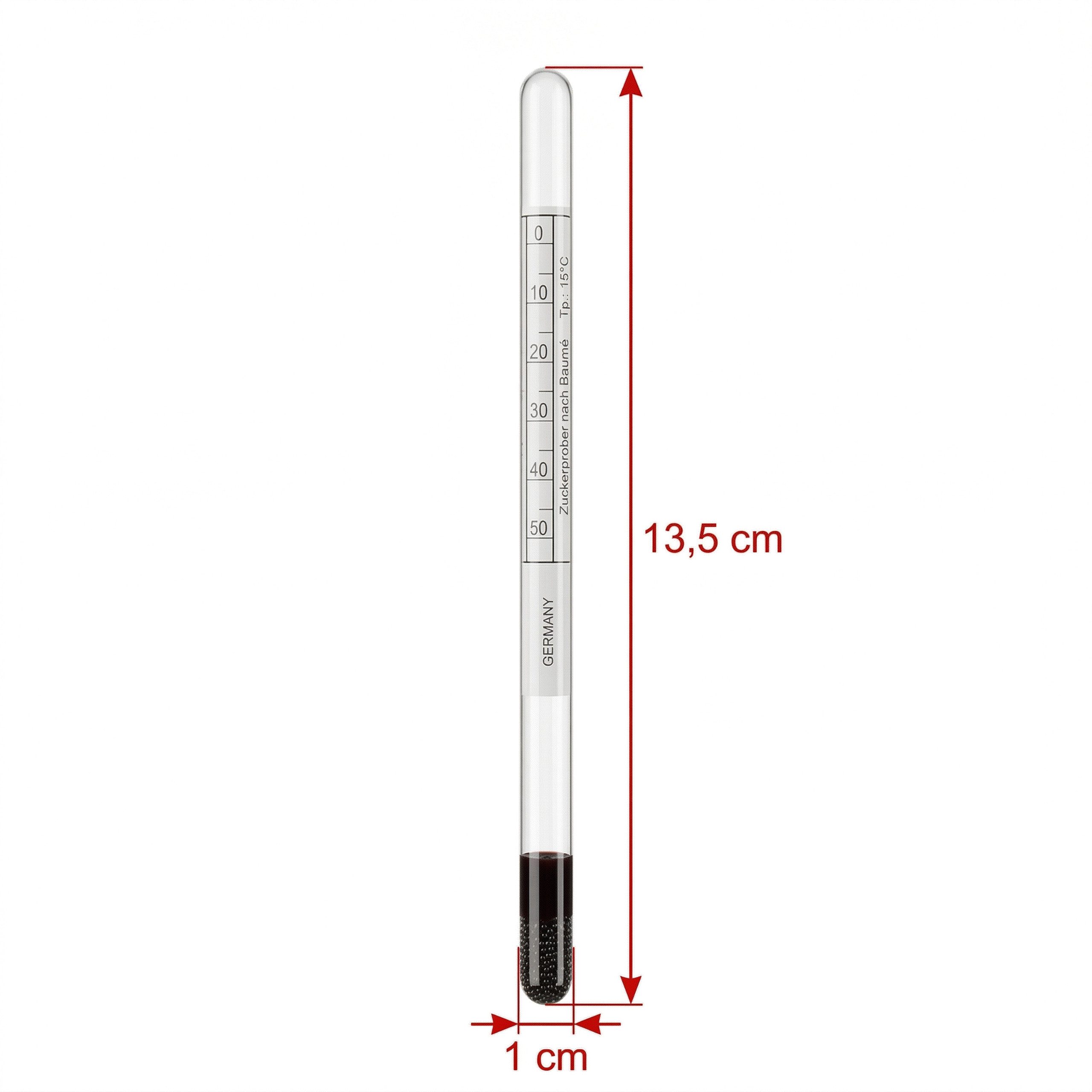 Lantelme Kochthermometer Zuckermesser Set mit Saccharometer und Glas Thermometer 0–50° Baumé, 2-tlg., Zuckerwaage ist 17cm lang 0–50° Bé mit Glasthermometer 11,5cm 0-40°C, Ideal für Speiseeis Sorbet Pralinen Likörpralinen Sirup Likör