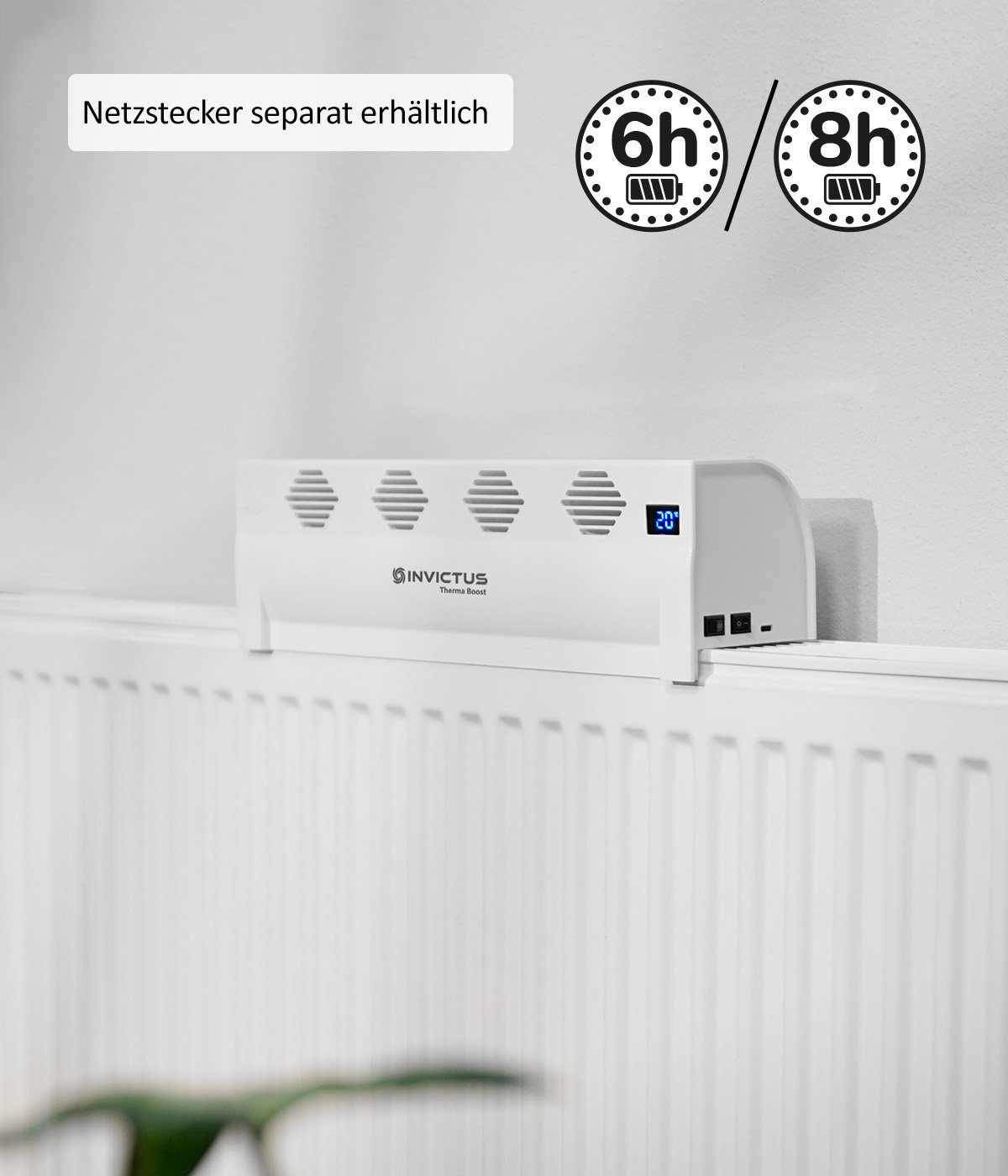 Genius Heizkörperkonsole Invictus Therma Boost Basic Akku Heizverstärker 2 Modi Display, (Basic - Akkulaufzeit bis zu sechs Stunden, integrierte Thermostat)