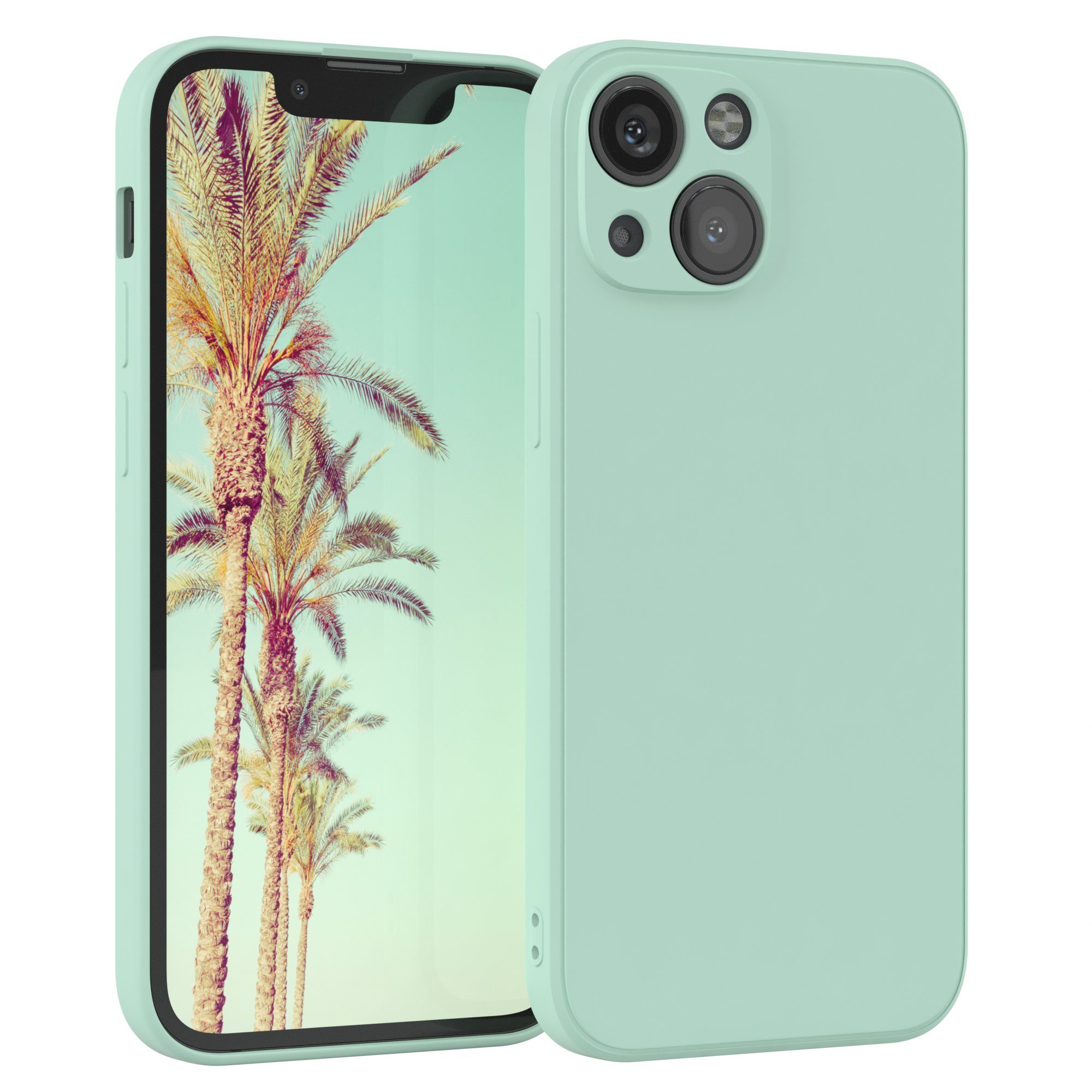 EAZY CASE Handyhülle für Apple iPhone 13 Mini Hülle Silikon 5,4 Zoll, Hülle Silikon kratzfest Smart Slimcover Bumper Case Etui Mint Grün
