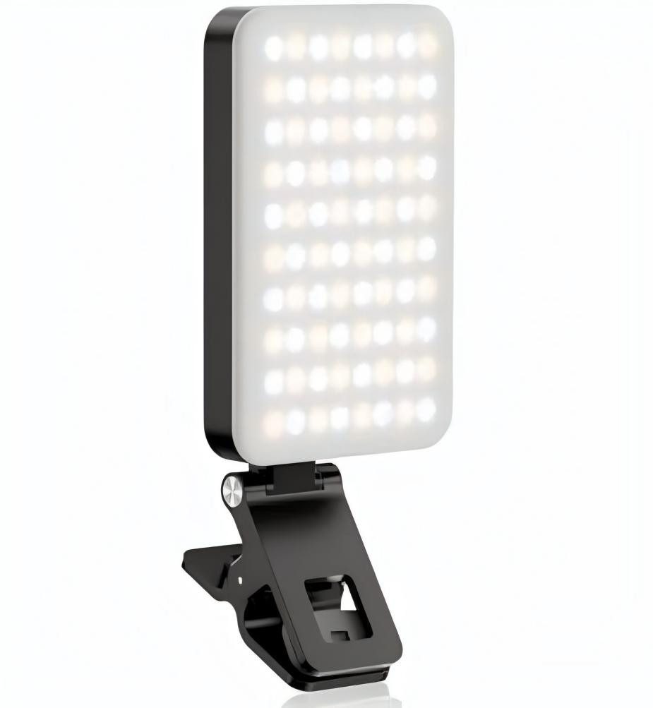 Kityhome Selfie Licht mit 80 LED Lampenperlen,3000-6500K 5 Lichtmodi Handylicht Blitzgerät, (mit Klammer Telefonhalter, CRI 95+ Fotolicht für iPhone, iPad, Laptop)