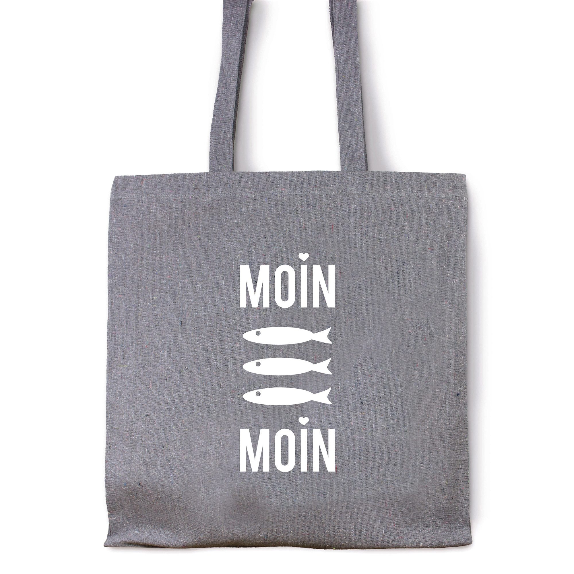 Beuteltasche Baumwollbeutel "Moin Moin Fische" aus recycelter Baumwolle