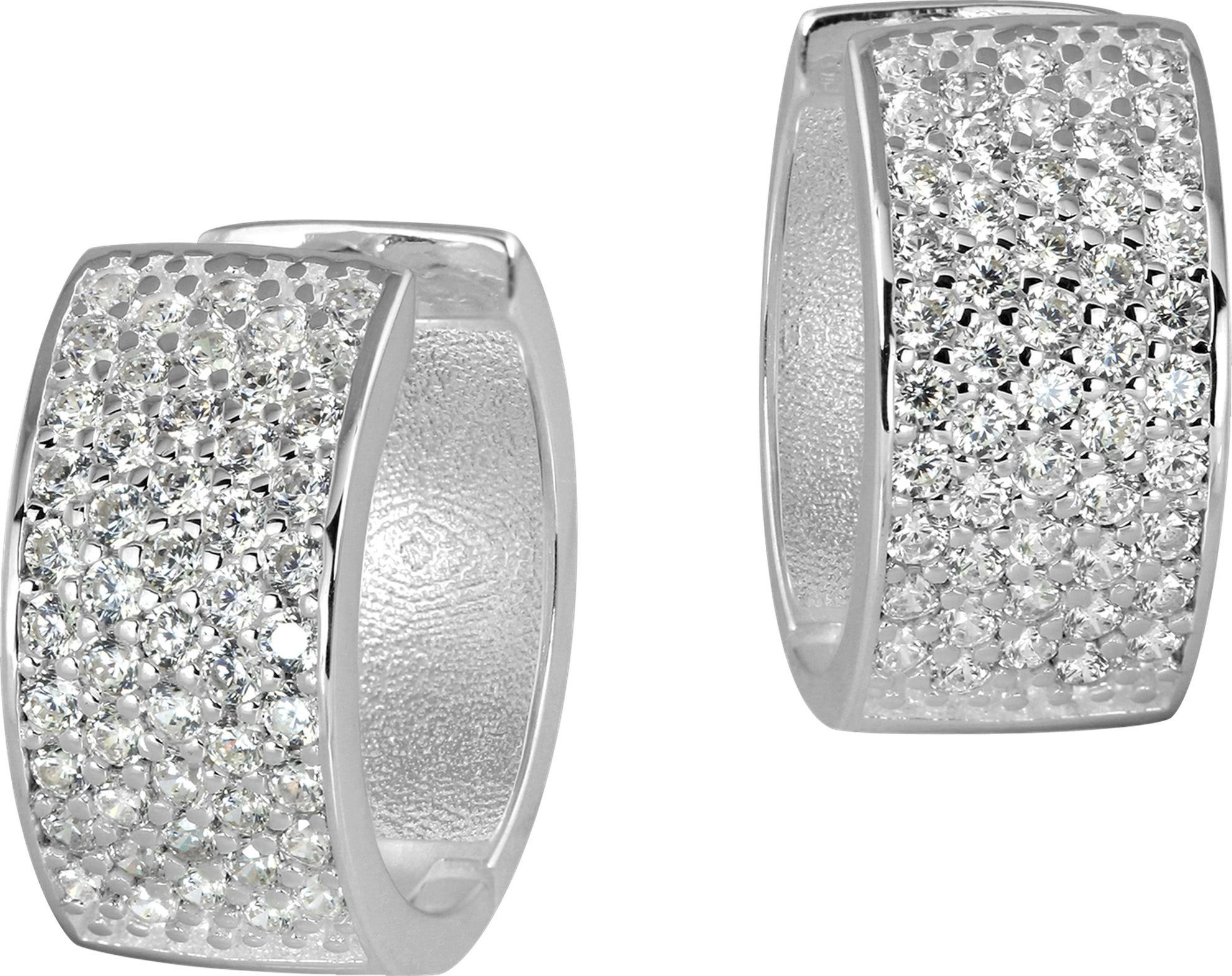 SilberDream Paar Creolen SilberDream Ohrringe Damen 925er Silber (Creolen), Damen Creolen 5-reihig aus 925 Sterling Silber, Farbe: silber, weiß