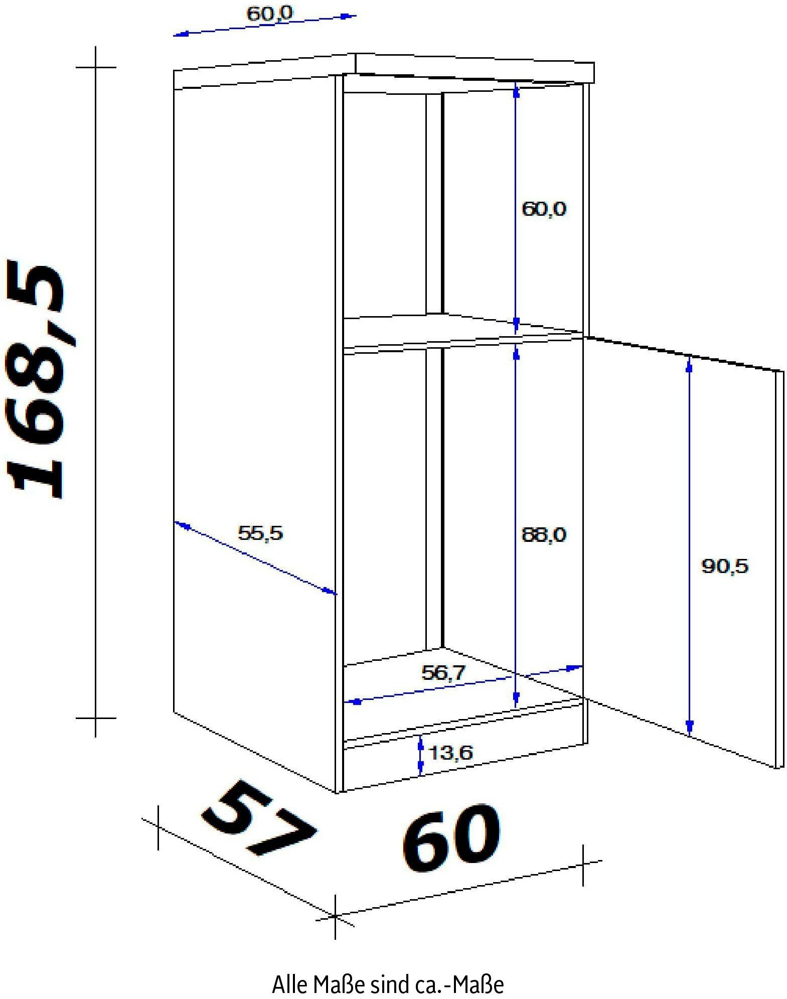 Flex-Well Backofen/Kühlumbauschrank Vintea (B x H x 60 mit x cm, T) 168,5 x Metallgriffen 60