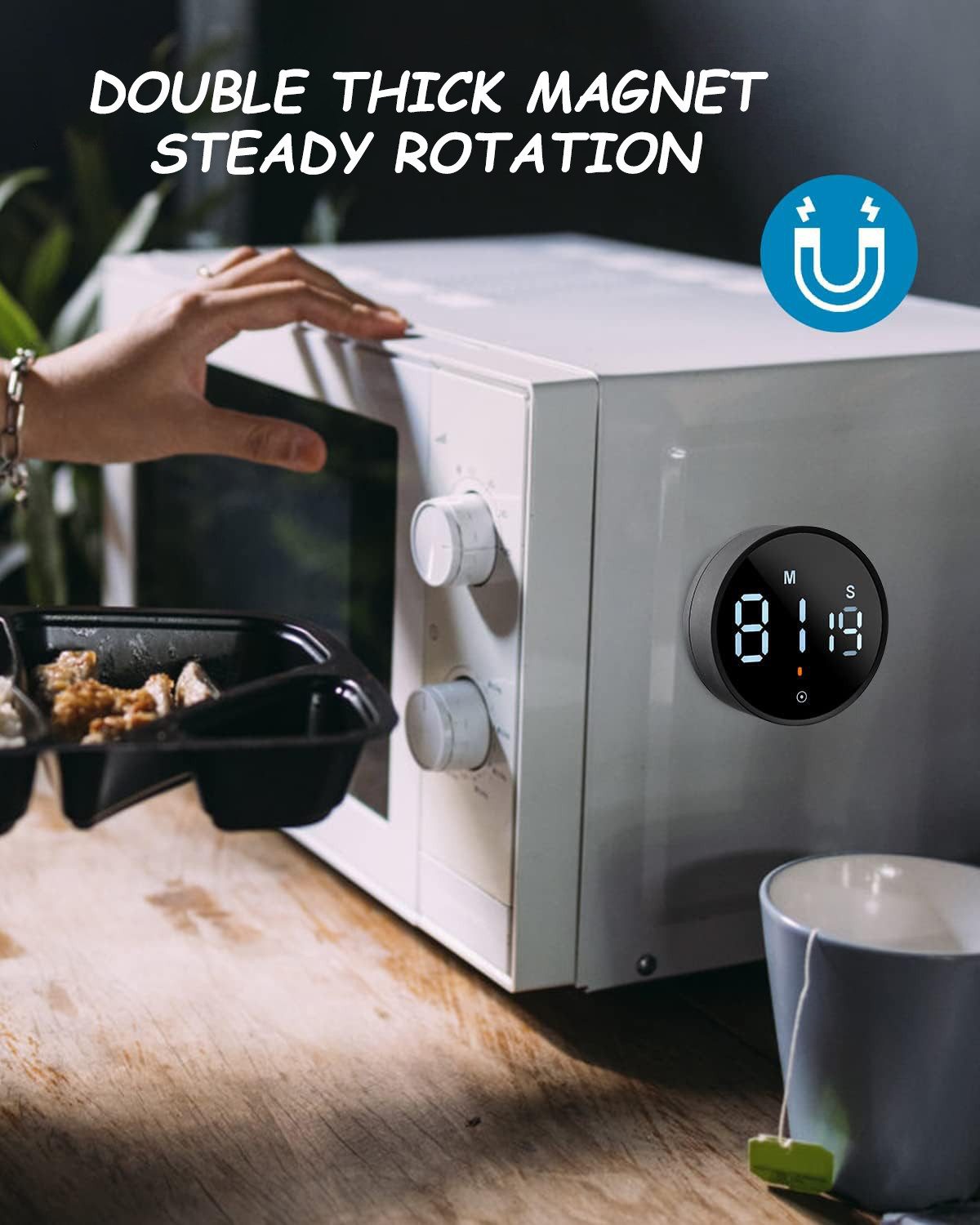SinLaw Intervall-Timer Küchentimer Magnetisch Timer digital,Magnetischer Timer für das Kochen (1-St), Wenden Sie sich der Zeit zu,digitaler timer und stoppuhr
