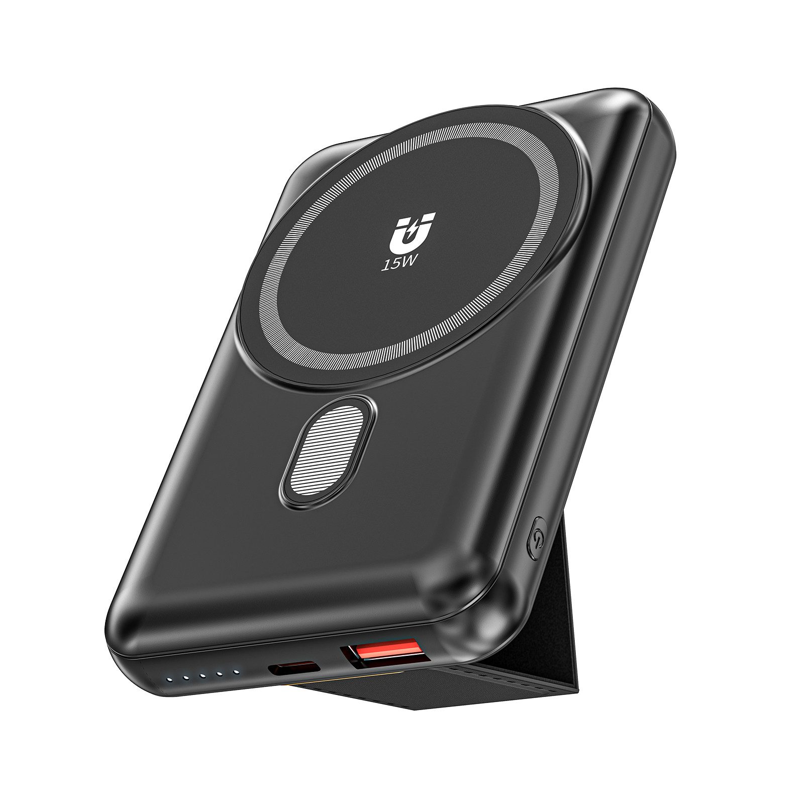 Pdgrid 10000mAh 15W Ultra dünn & leicht Tragbares Magnetische Ladegerät Powerbank Schnellladung, mit Halterung 10000 mAh, Typ-C + USB-C-Dualschnittstelle