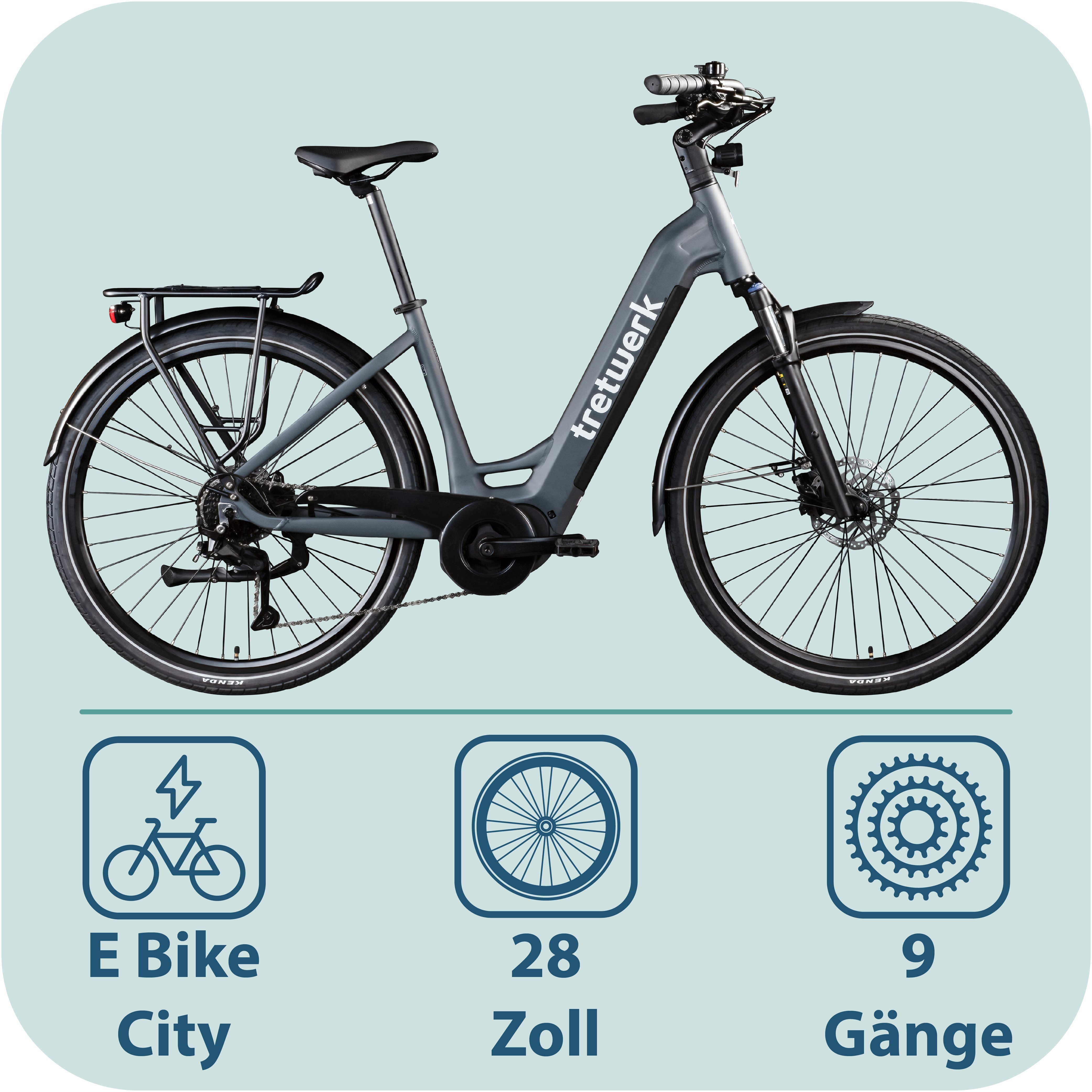 Tretwerk E-Bike Cityrad Amber, 9 Gang Shimano Cues U3020 Schaltwerk, Kettenschaltung, Mittelmotor, 733 Wh, E Bike Damen 28" Elektrofahrrad 155 - 185cm Hollandrad