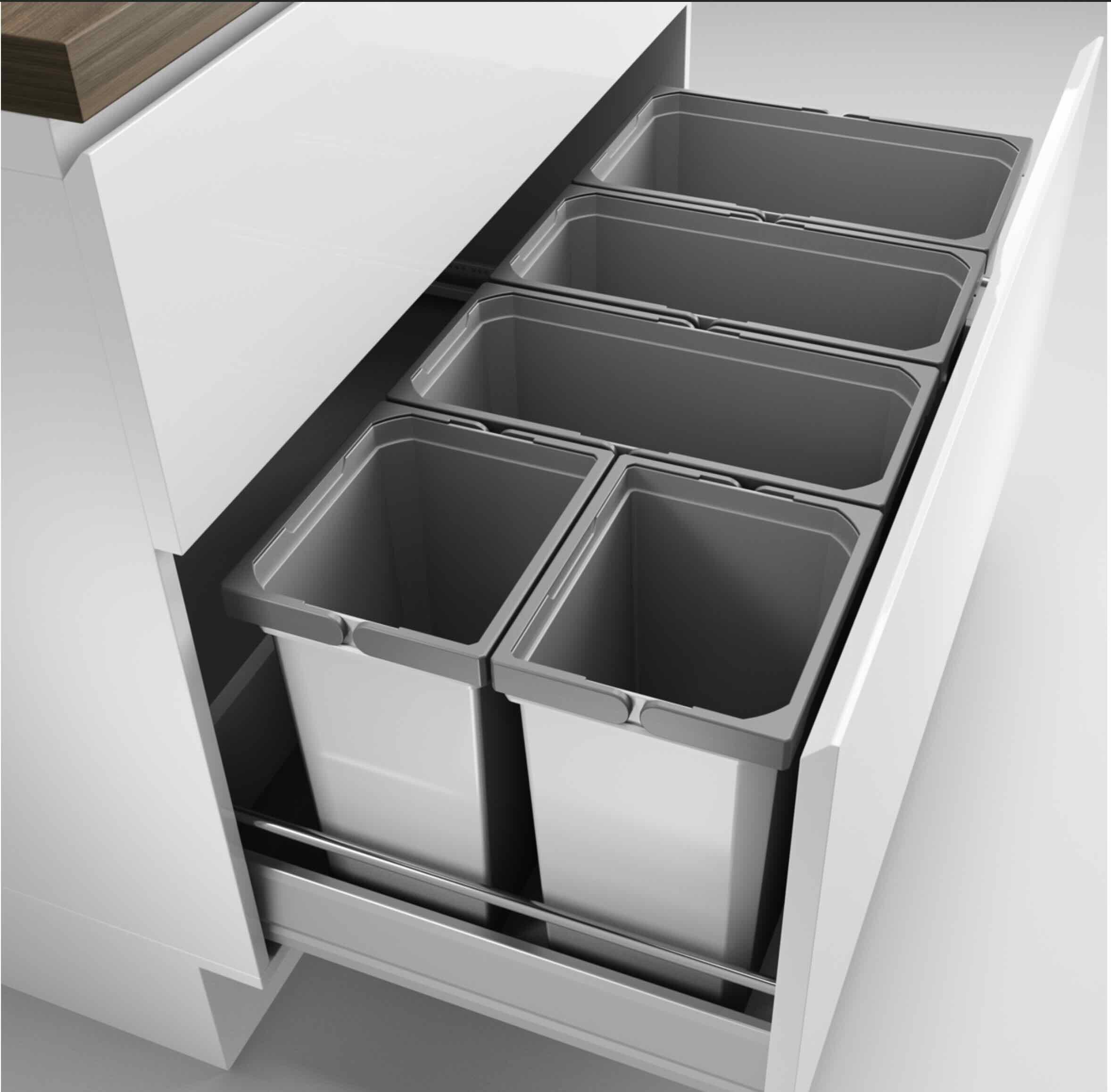 Naber Einbaumülleimer NABER Cox® Box 350 S/1000-5, ohne Biodeckel, hellgrau