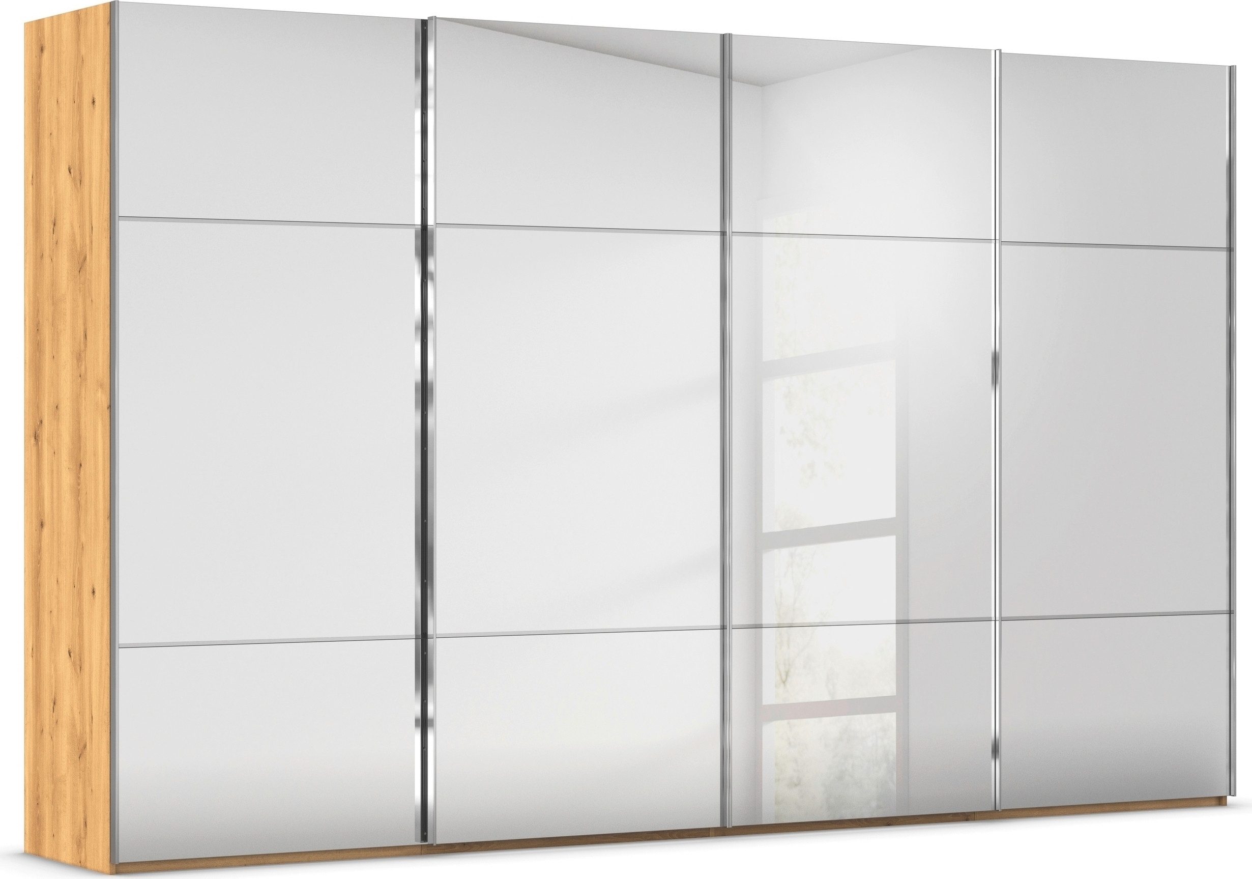 rauch Schwebetürenschrank Kleiderschrank Schrank Garderobe Schlafzimmerschrank SCALE-TRIO edle dreigeteilte Front mit 2 Zierleisten Spiegelfront MADE IN GERMANY