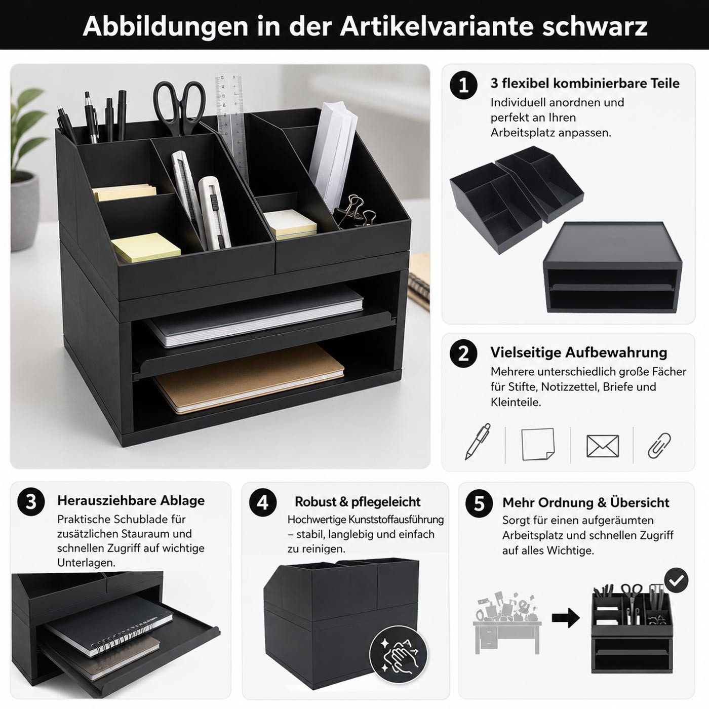 MCW Organizer MCW-Q74, Organizer aus 3 flexibel kombinierbaren Teilen