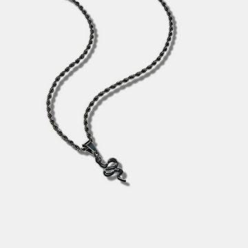 CRBNCNCPT Kette mit Anhänger Carbon Schlangen Anhänger - schwarzer Edelstahl Kette Herren Halskette