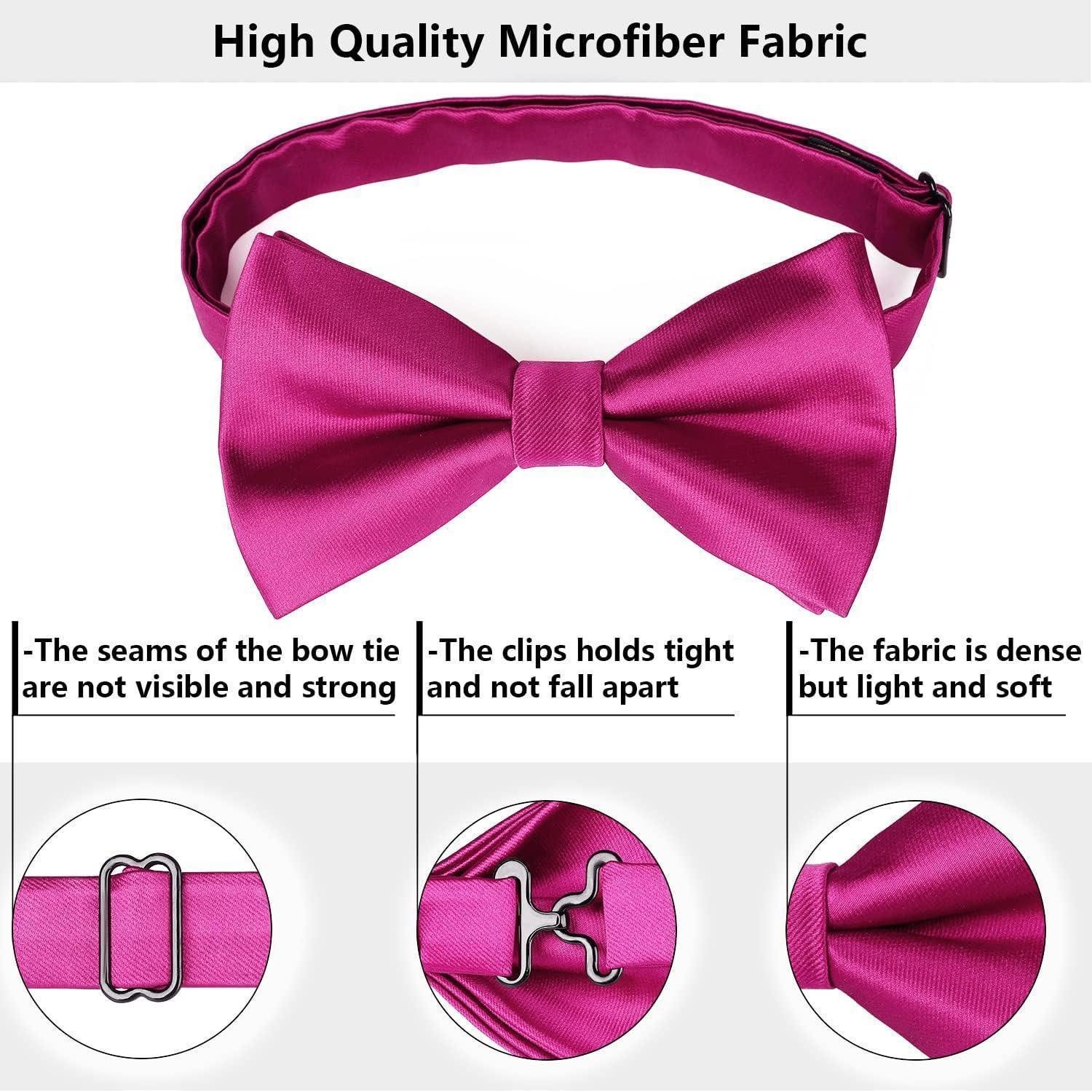 LuxusKollektion Fliege Fliege Vorgebundene Herren Einstecktuch Smoking Hochzeit A1-fushia – Bild 3 von 5
