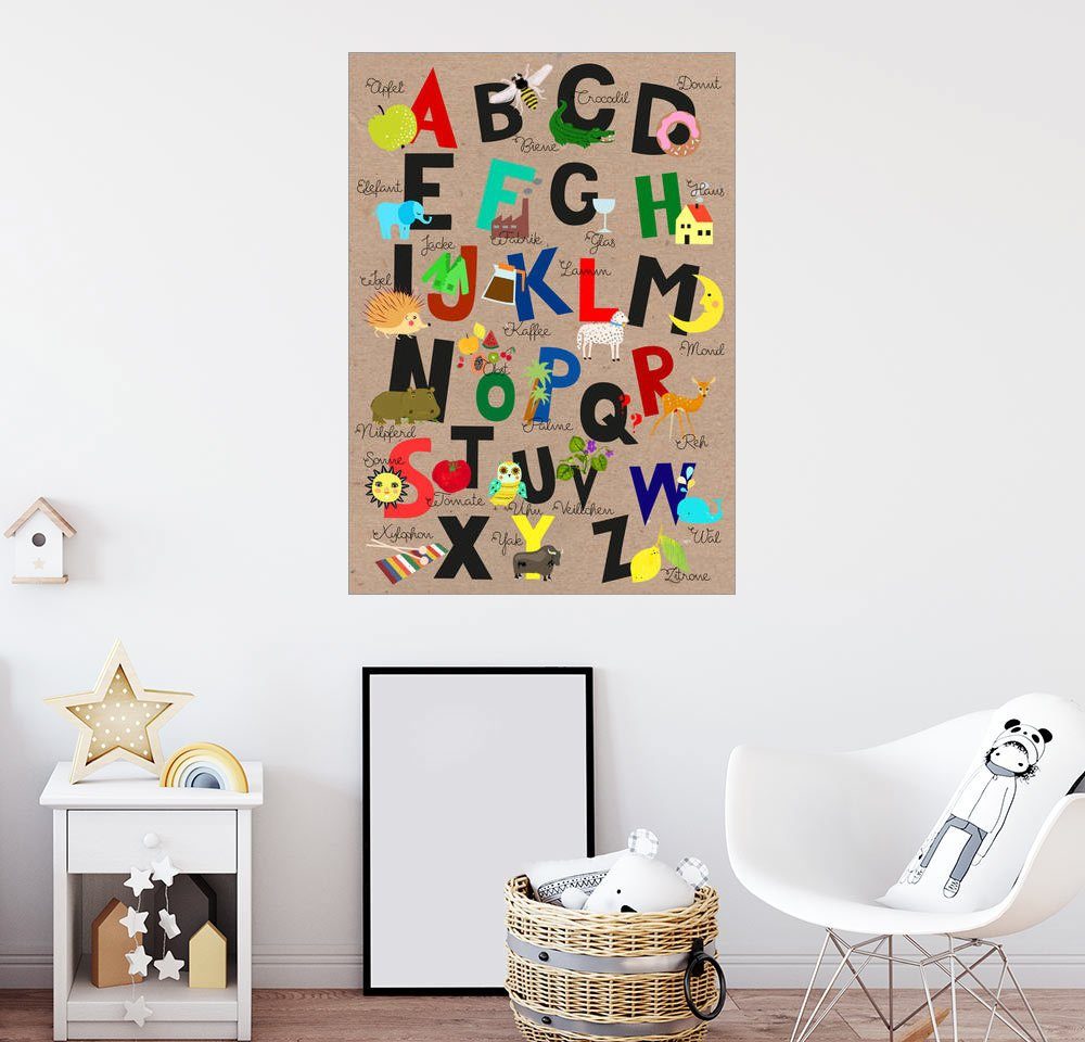 Leinwandbild Poster Englisch Sandy Lohß Glasbild ABC Deutsch