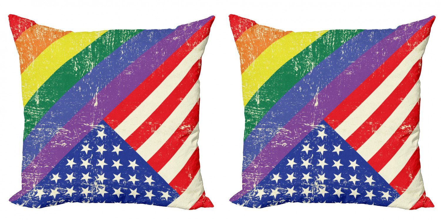 Kissenbezüge Modern Accent Doppelseitiger Digitaldruck, Abakuhaus (2 Stück), Jahrgang Rainbow Old Glory LGBT