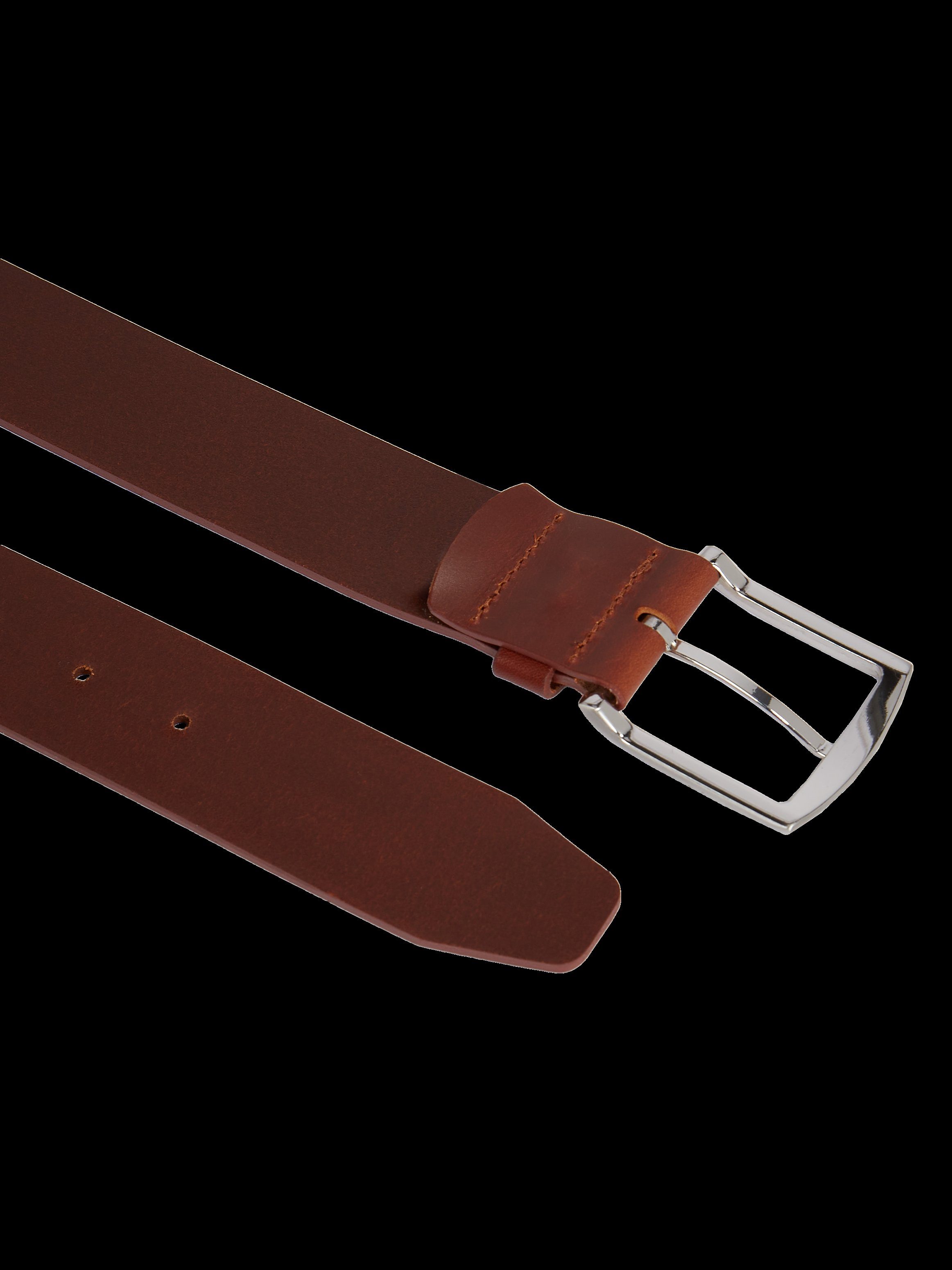 BELT mit Tommy DENTON NEW Flag-Logoschlaufe Hilfiger cognac Ledergürtel