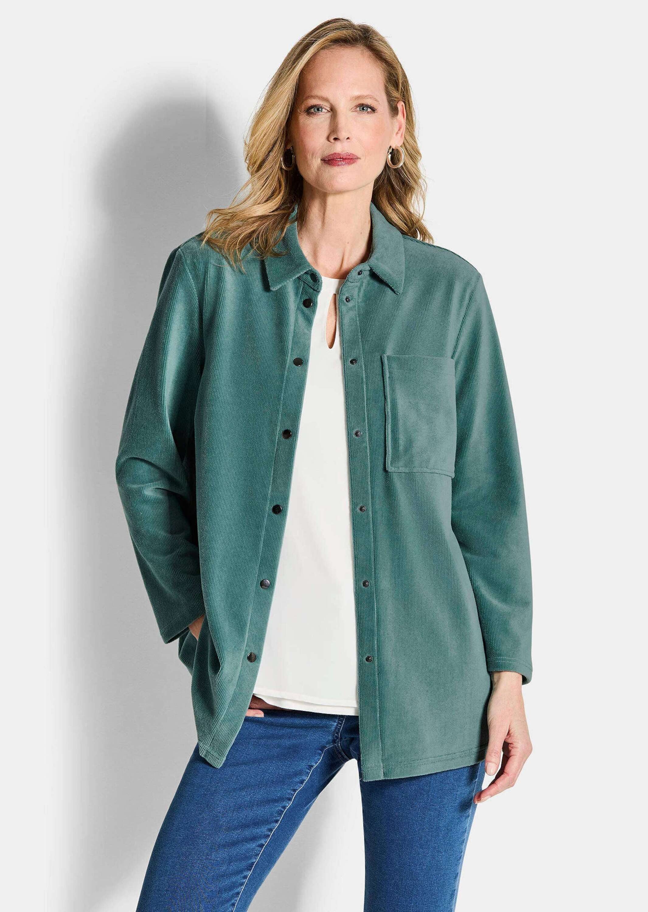 GOLDNER Outdoorjacke Weiche Hemdbluse mit Stretchkomfort Baumwollhemd mit Hemdkragen, Brusttasche, Knopfleiste, lange Ärmel