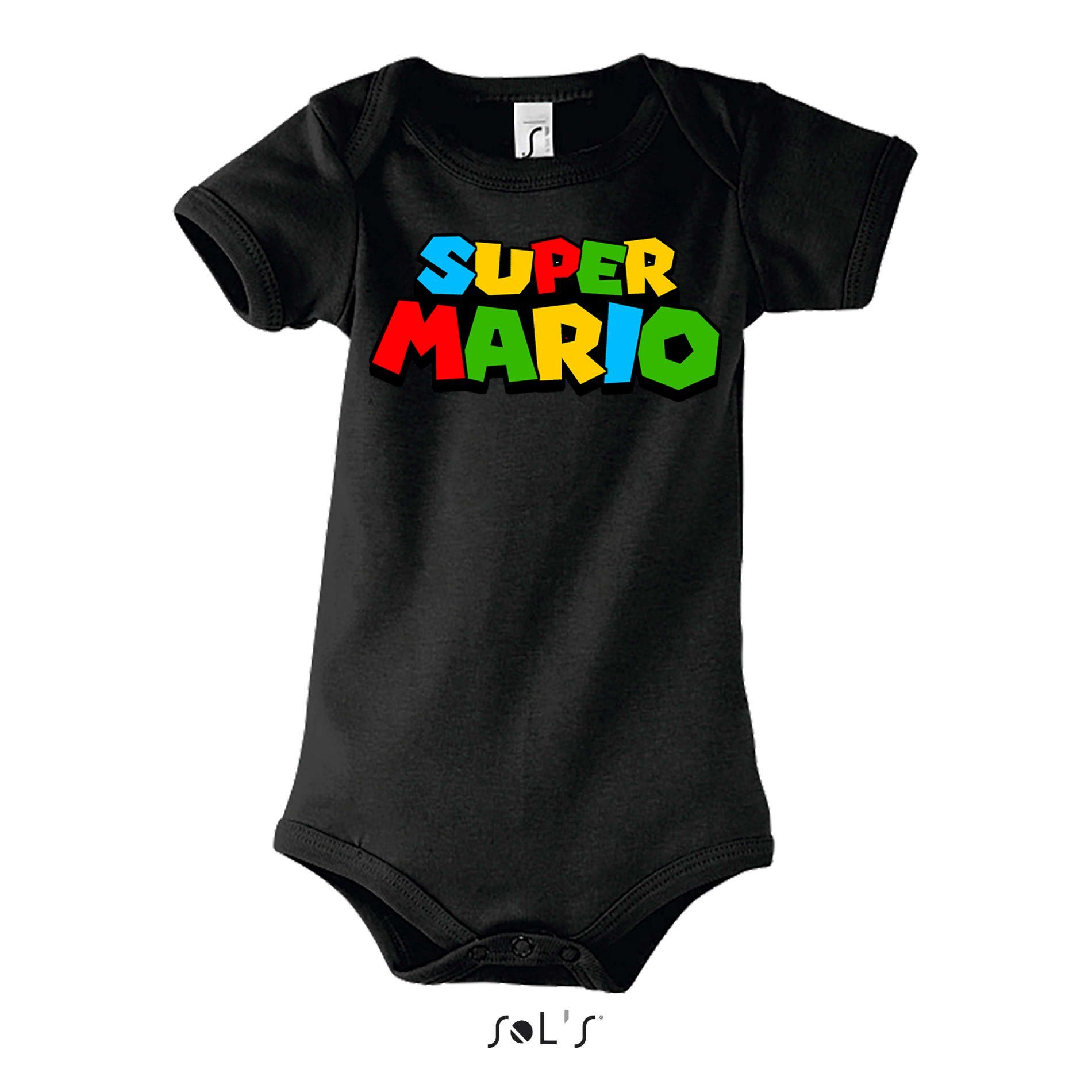 Blondie & Brownie Strampler Kinder Baby Super Mario Nintendo Gamer Gaming Konsole Spiele Schwarz