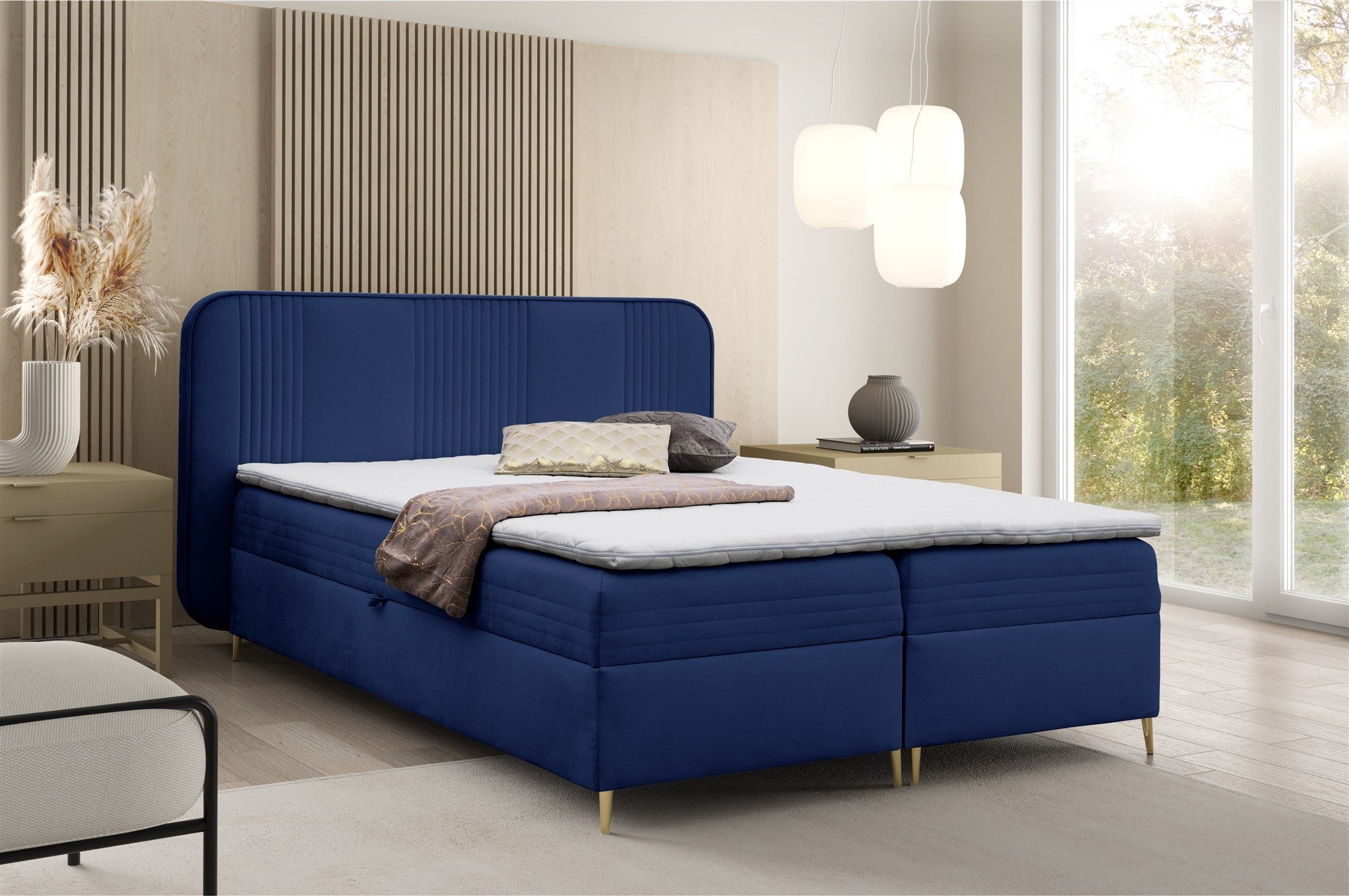 Fun Möbel Boxbett Schlafzimmerbett ALIZE Stoff Fresh, inkl. Bettkasten und Topper