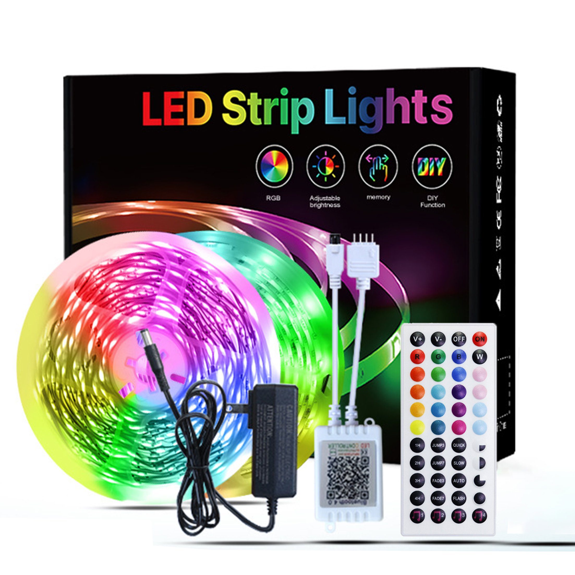 LANOR LED Stripe RGB Streifen,DIY Streifenlicht,LED Strip,Infrarot-Strip,44 Tasten, mit Fernbedienung,Mehrere RGB-Farbwechselmodi