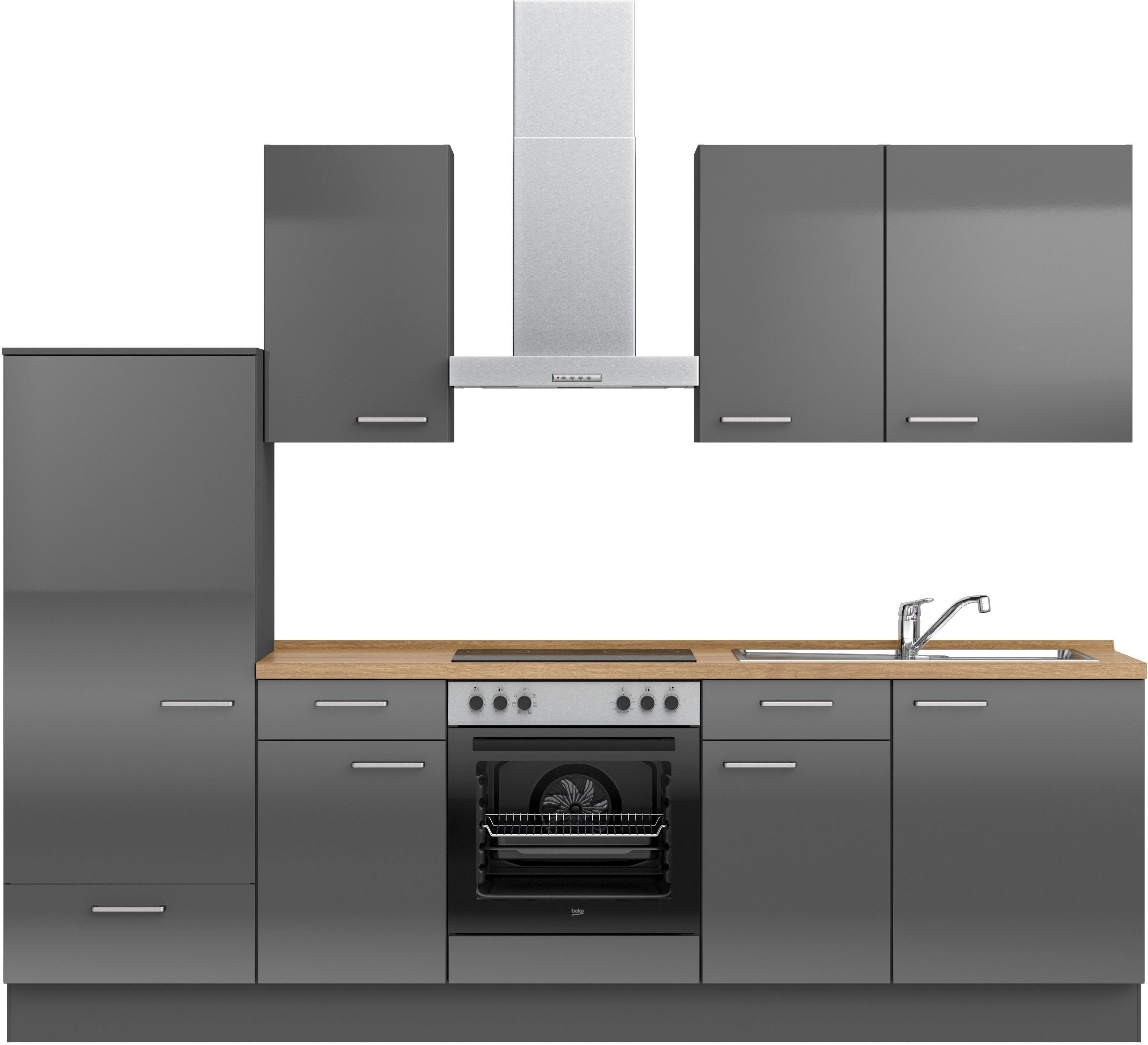 nobilia® Кухниzeile "Flash I", vormontiert, Ausrichtung wählbar, Breite 270 cm, wahlw. mit E-Geräten