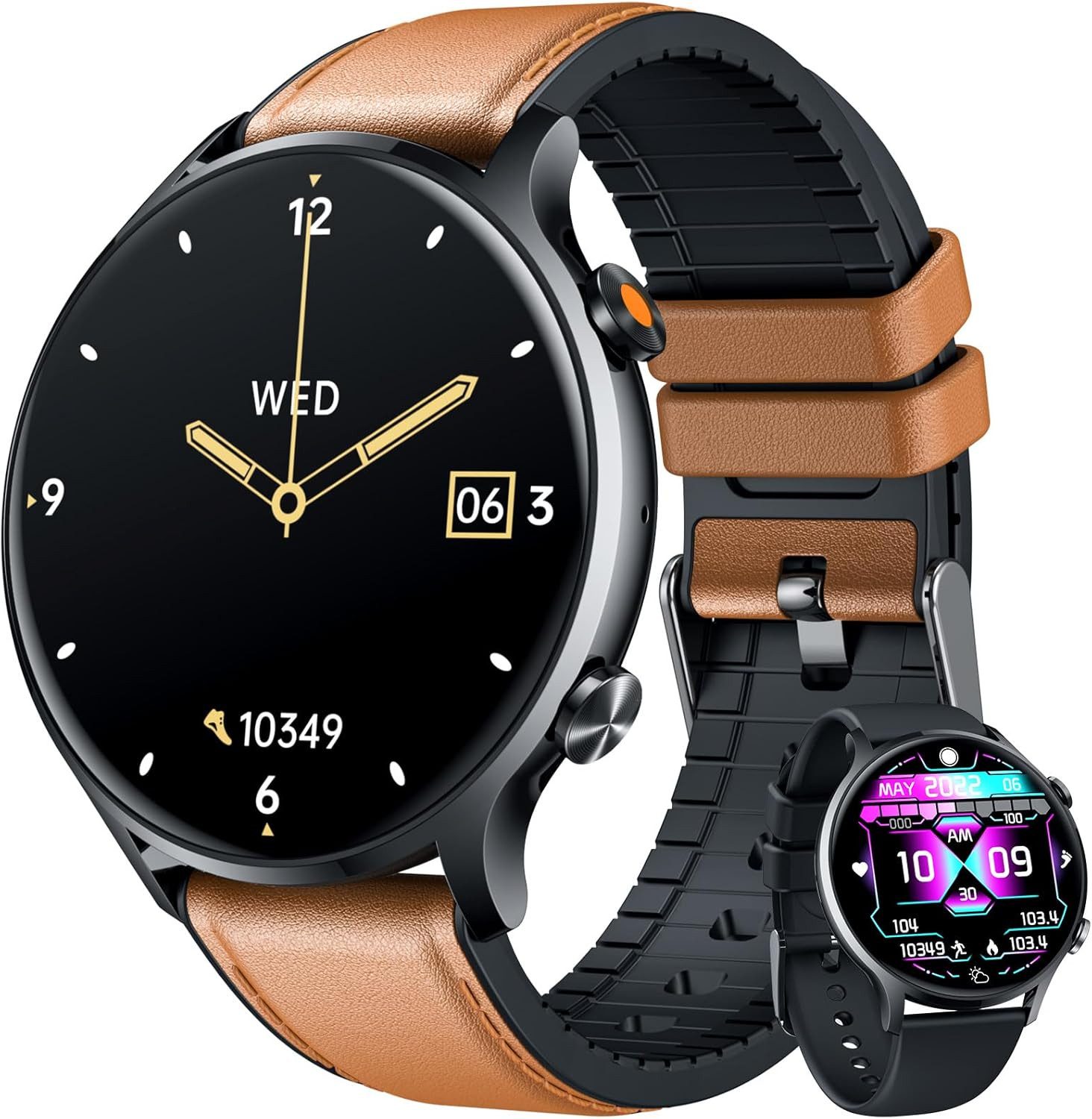 NONGAMX ‎ Montre Connectée Homme Smartwatch (3,5 cm, android ios), Herren Smartwatch mit 1.39 Zoll Touchscreen und Fitnessfunktionen