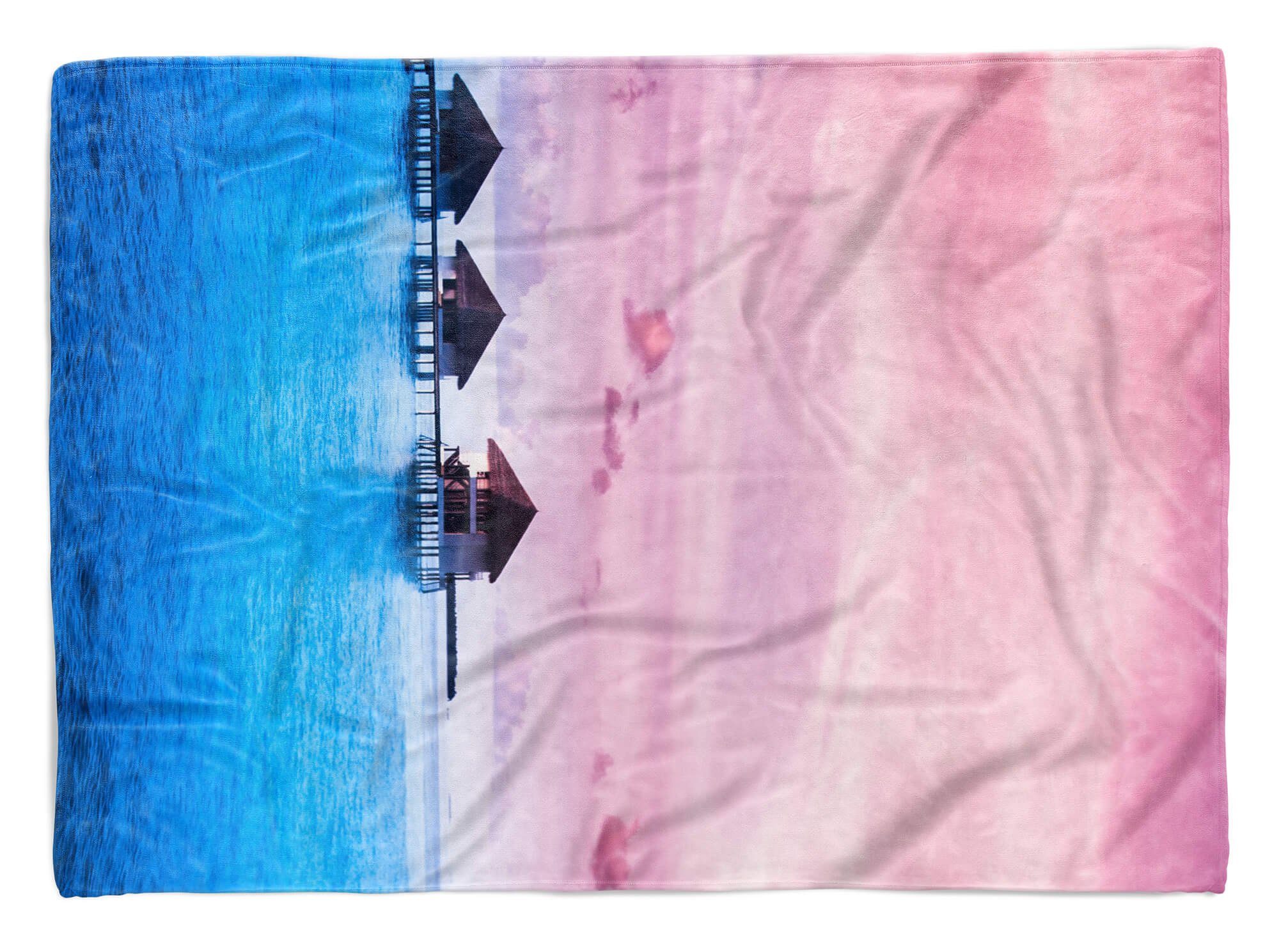 mit Strandhandtuch Baumwolle-Polyester-Mix Handtuch Saunatuch (1-St), Handtücher Art Traumurl, Fotomotiv Malediven Sinus Handtuch Kuscheldecke